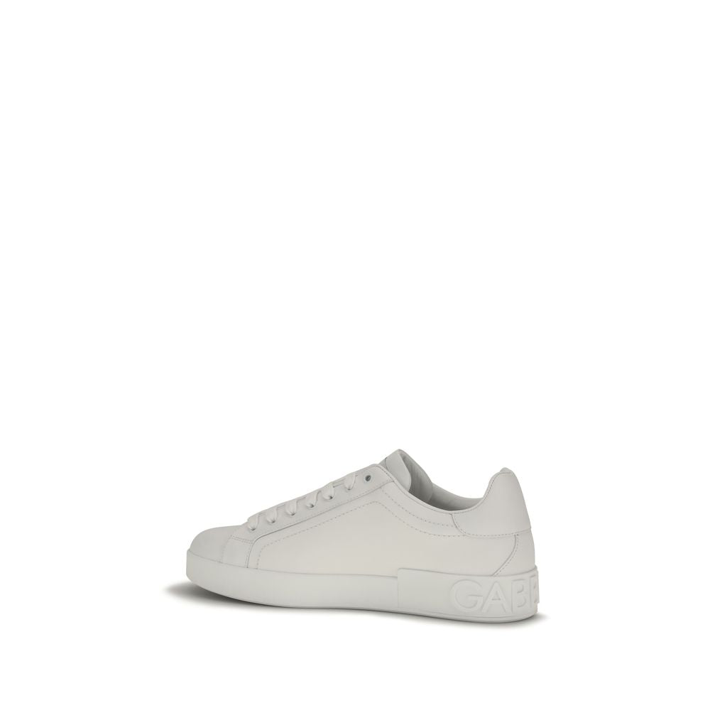 Dolce & Gabbana Weiße Low-Top-Sneaker aus Kalbsleder Bos Taurus