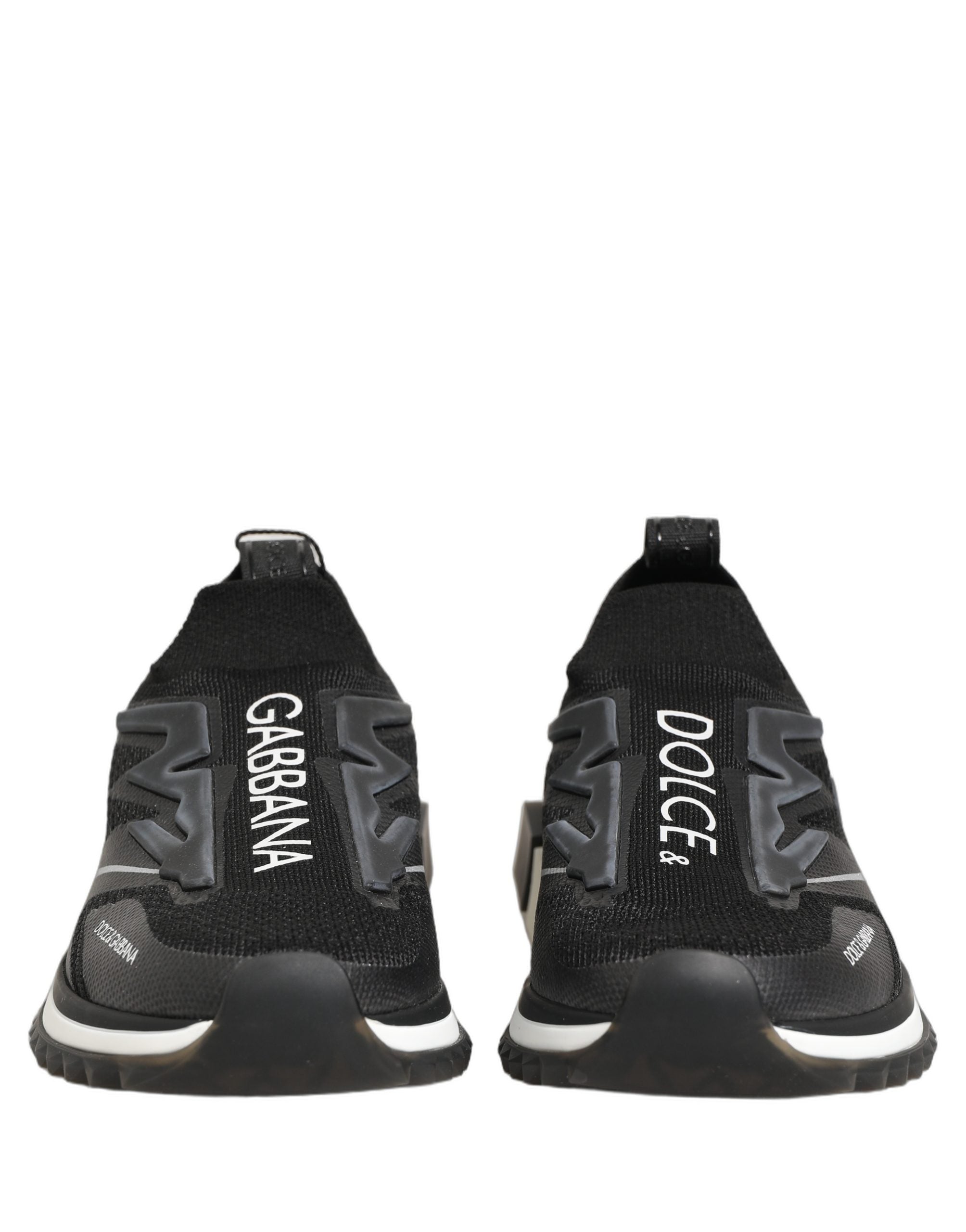 Dolce & Gabbana Schwarze und Weiße Sorrento Slip-On Logo Sneaker Schuhe