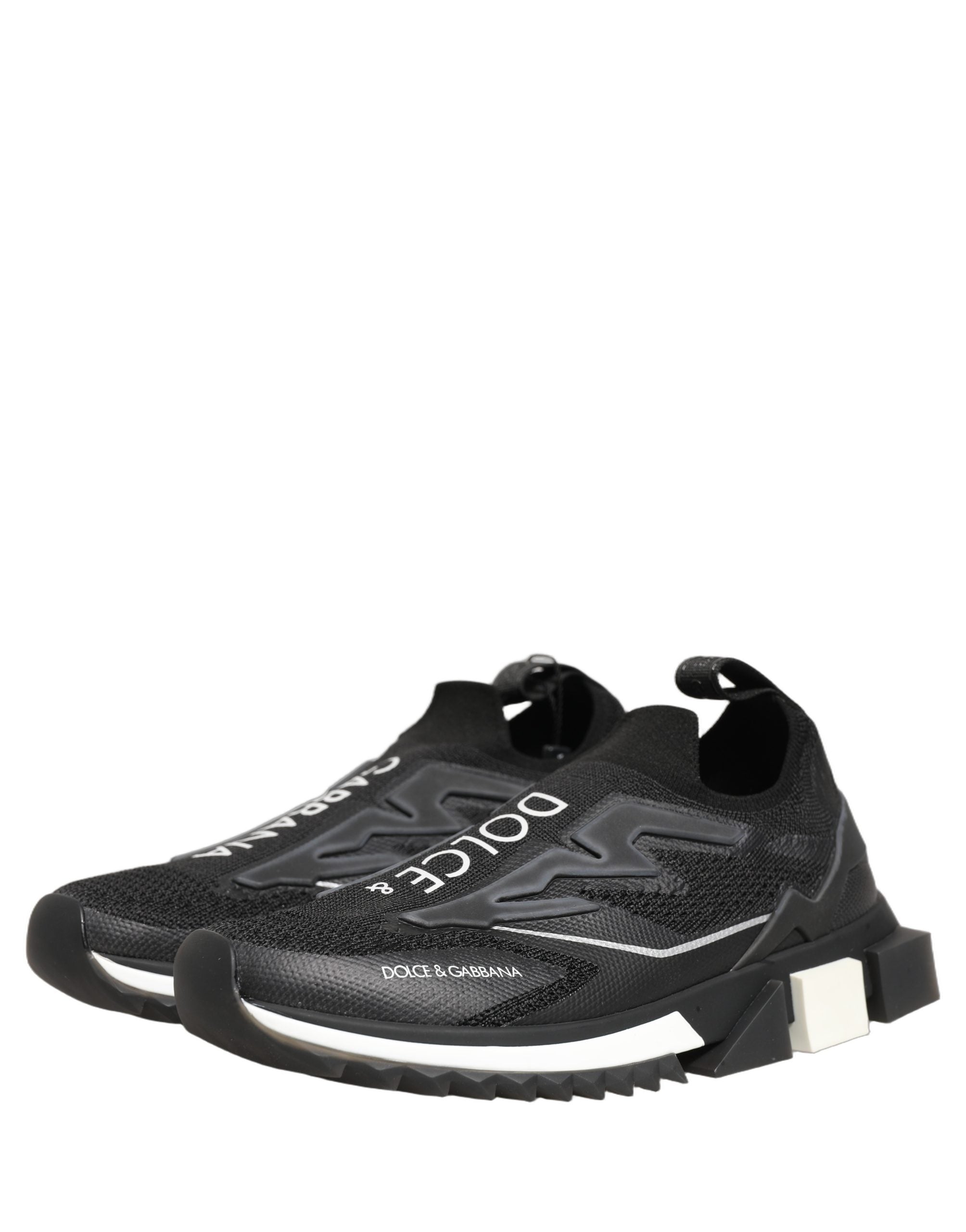 Dolce & Gabbana Schwarze und Weiße Sorrento Slip-On Logo Sneaker Schuhe