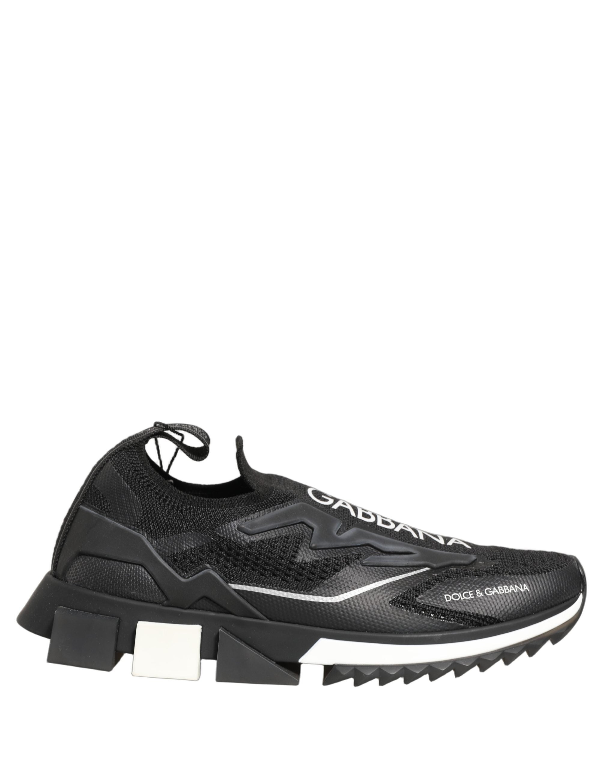 Dolce & Gabbana Schwarze und Weiße Sorrento Slip-On Logo Sneaker Schuhe