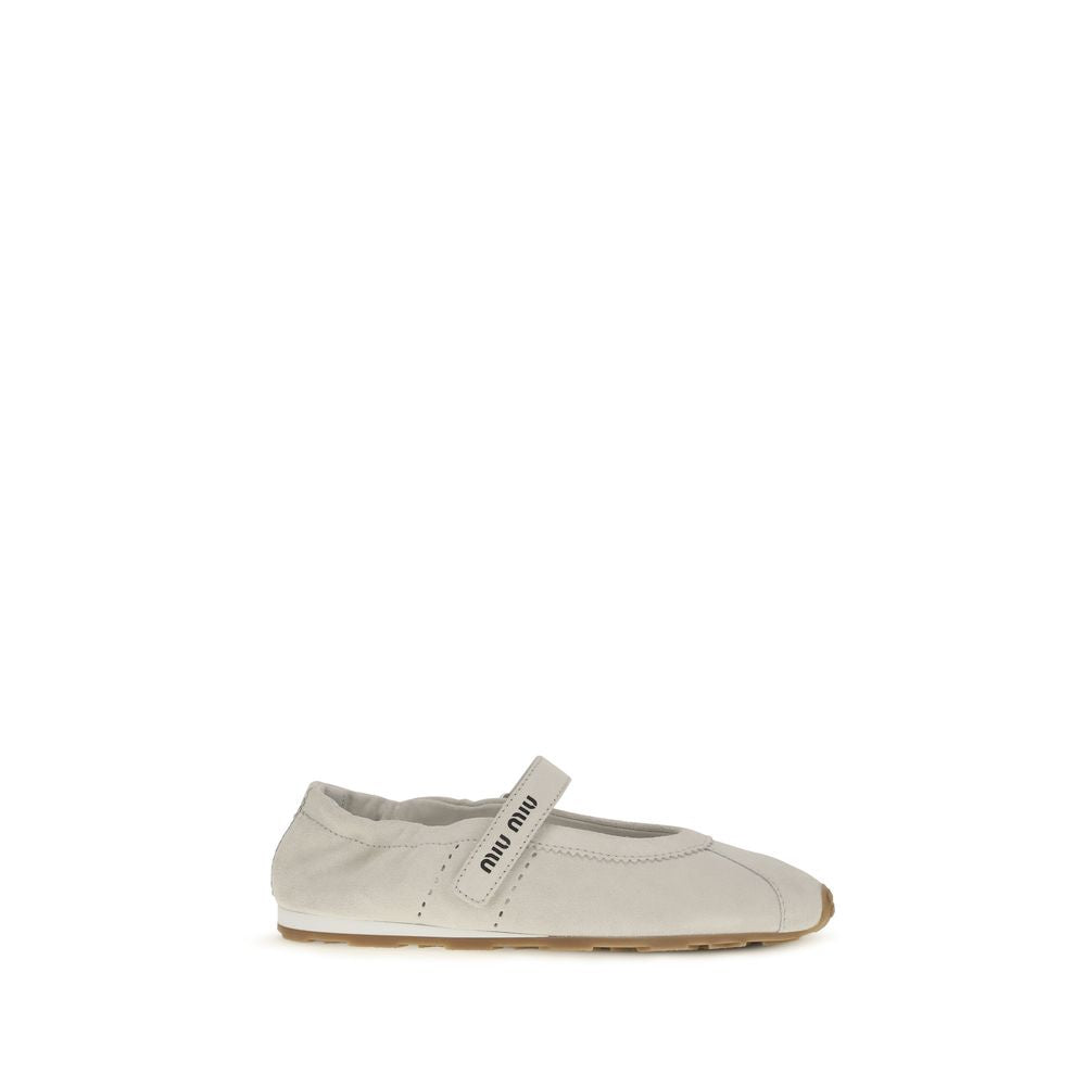 Miu Miu Weiße Kalbsleder Ballerinas Bos Taurus