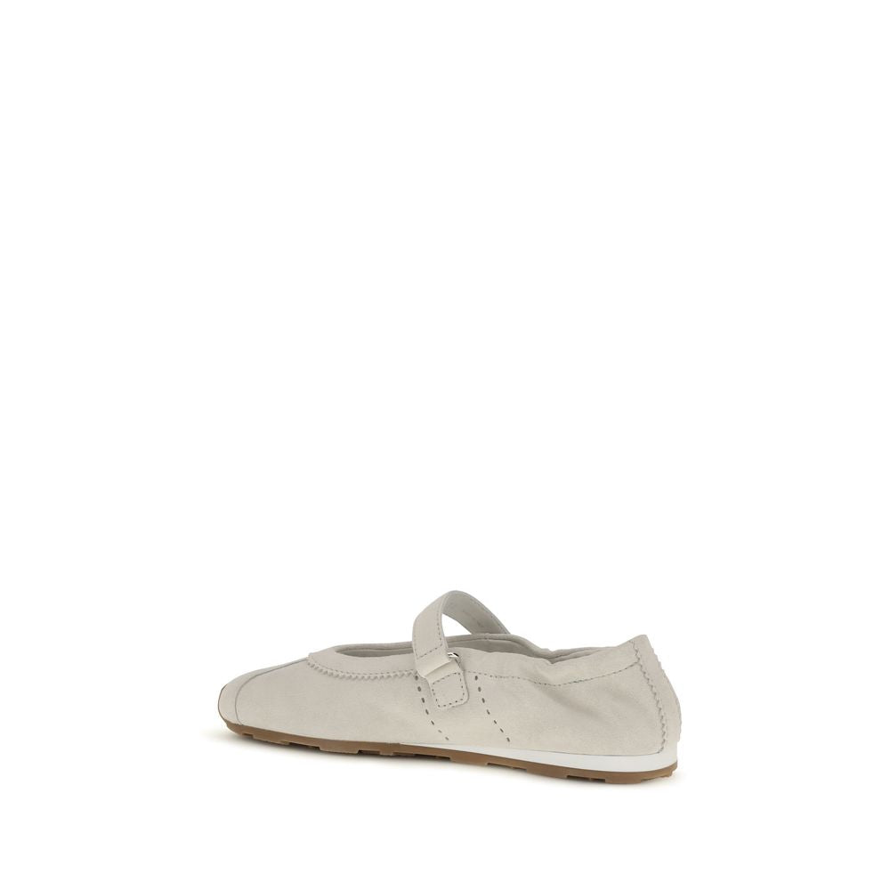 Miu Miu Weiße Kalbsleder Ballerinas Bos Taurus