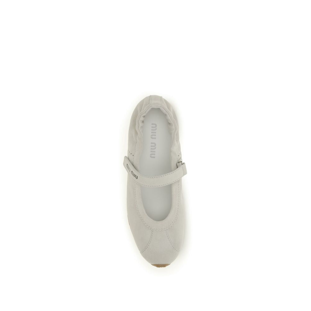Miu Miu Weiße Kalbsleder Ballerinas Bos Taurus