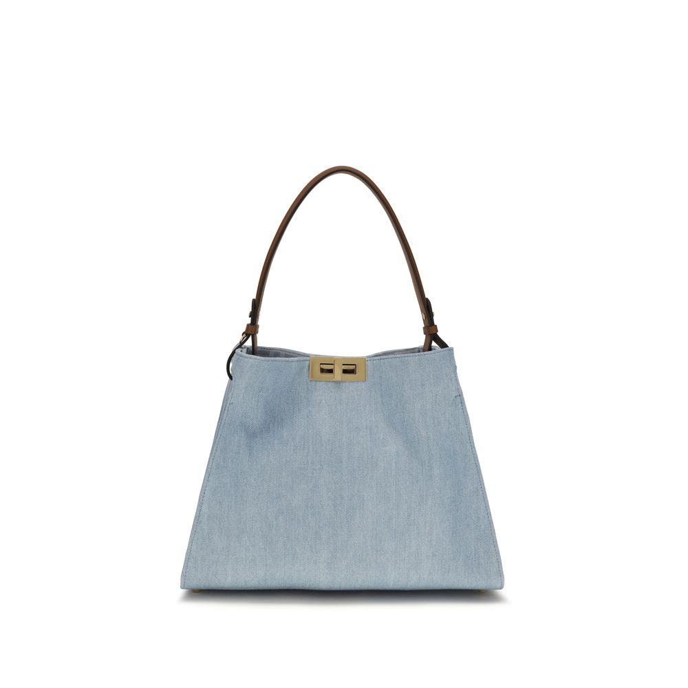 Fendi Schultertasche aus blauem Kalbsleder Bos Taurus