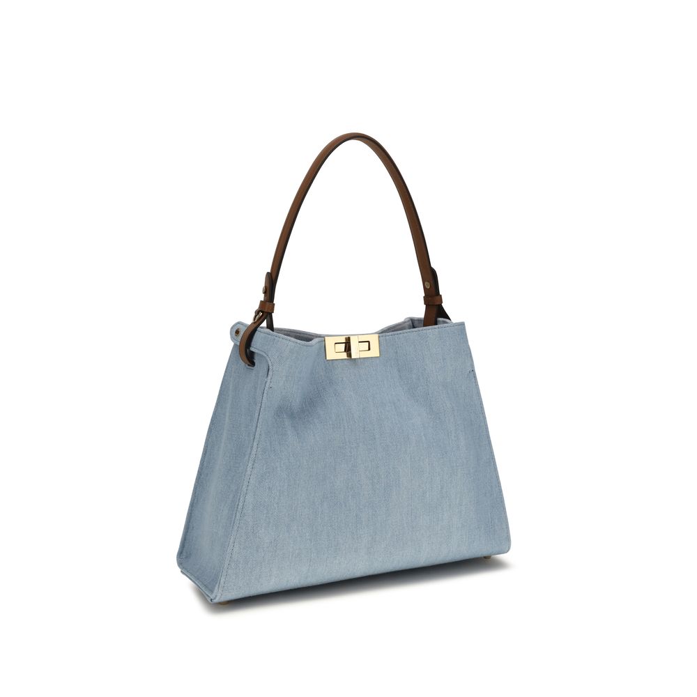 Fendi Schultertasche aus blauem Kalbsleder Bos Taurus