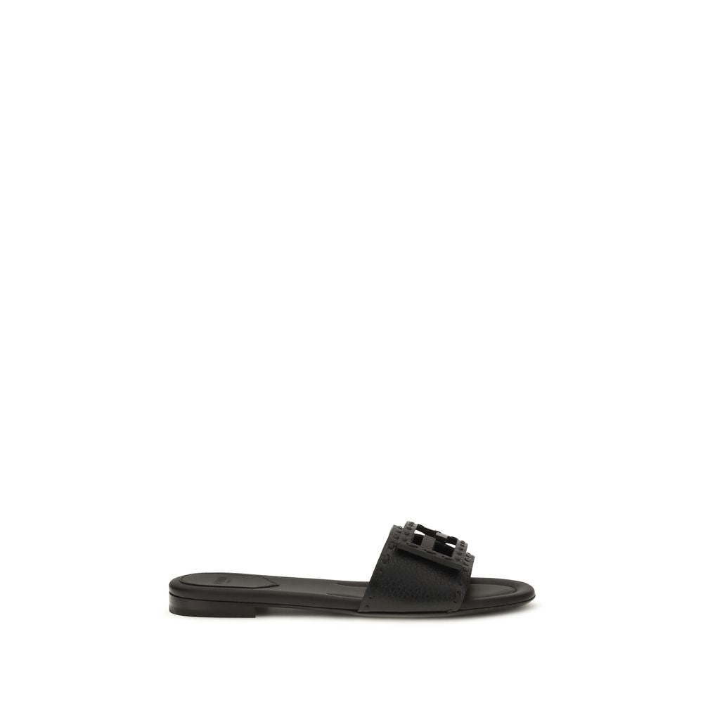 Fendi Schwarze Bos Taurus Kalbsleder-Sandalen