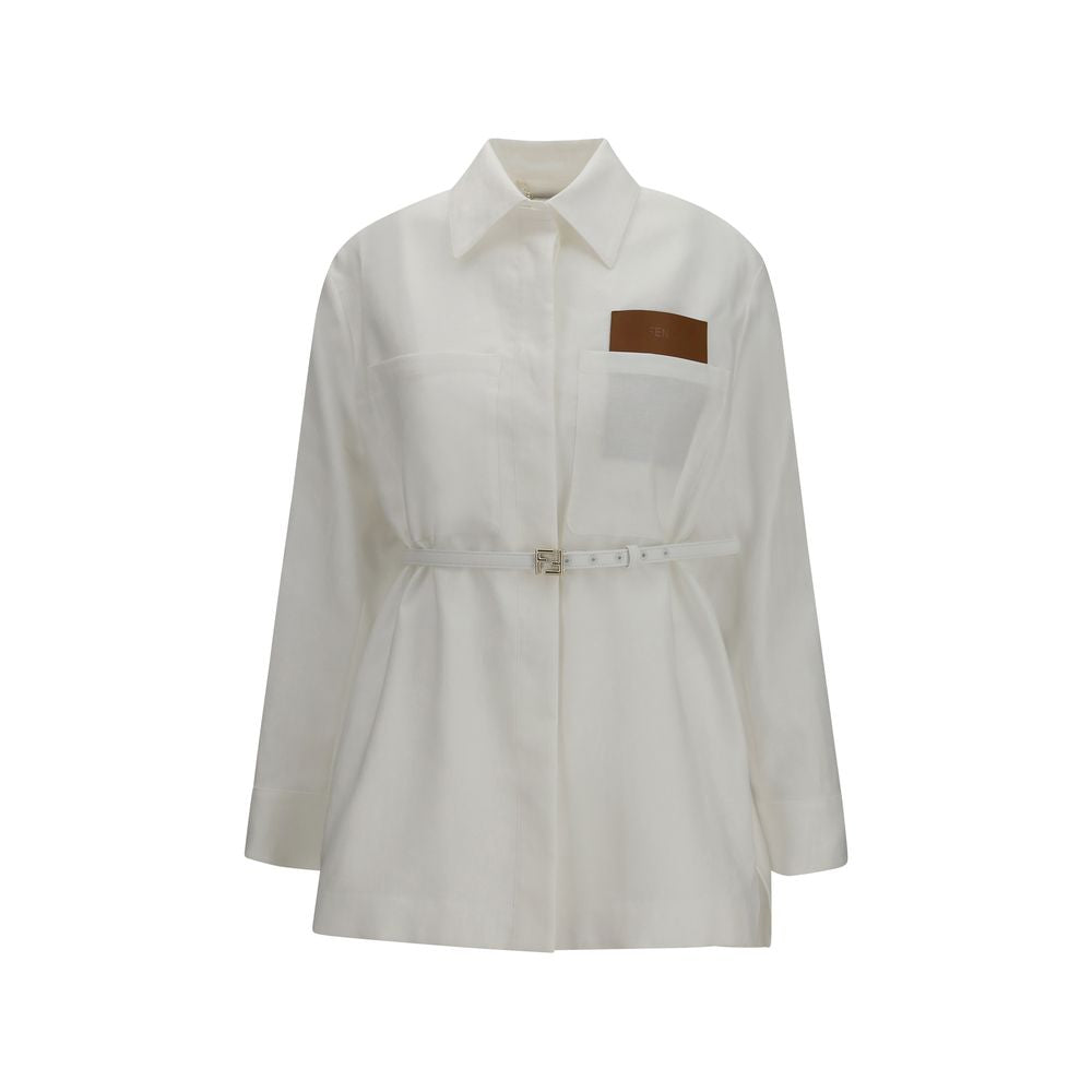 Fendi Weiße Leinen-Maxijacke