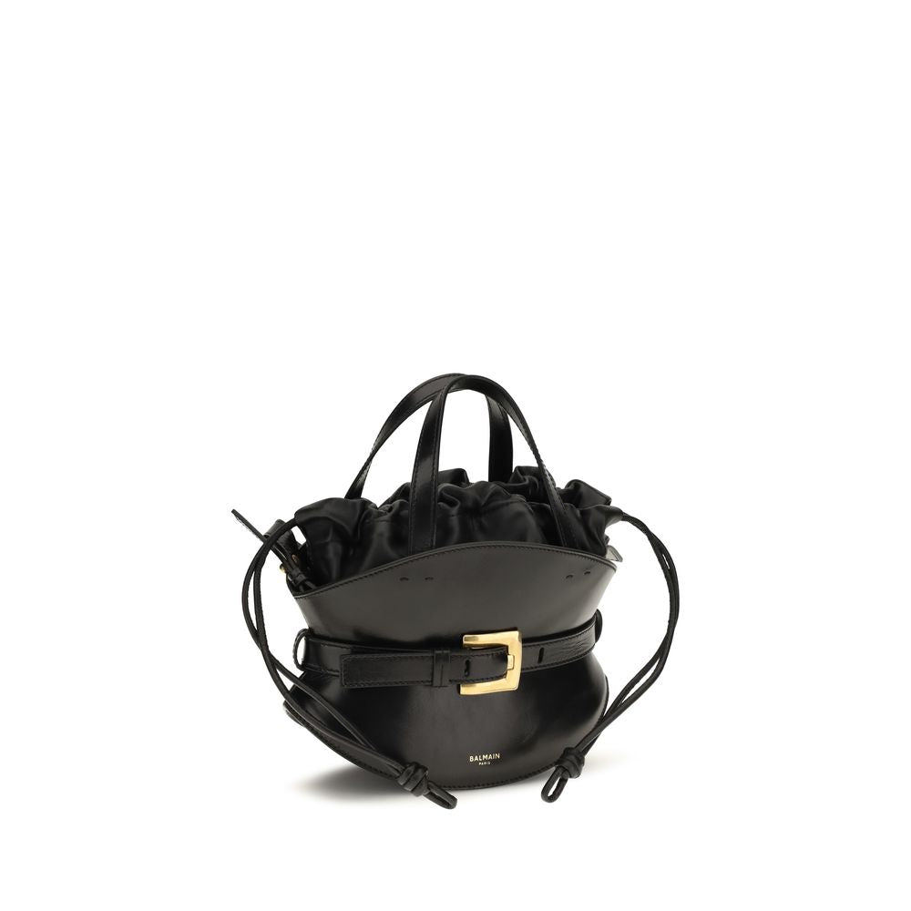 Balmain Schwarze Bos Taurus Kalbsleder Schultertasche