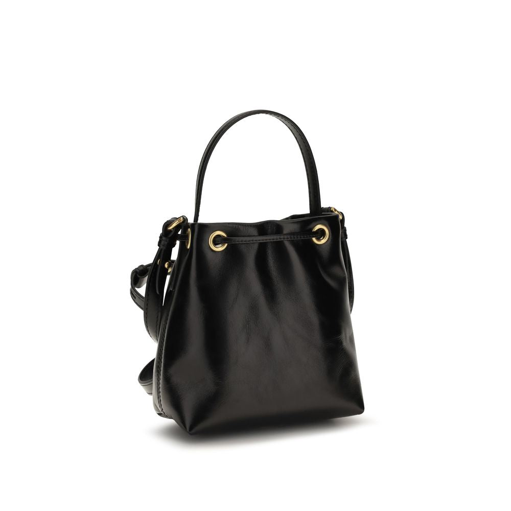 Balmain Schwarze Kalbsleder Bos Taurus Bucket Bag
