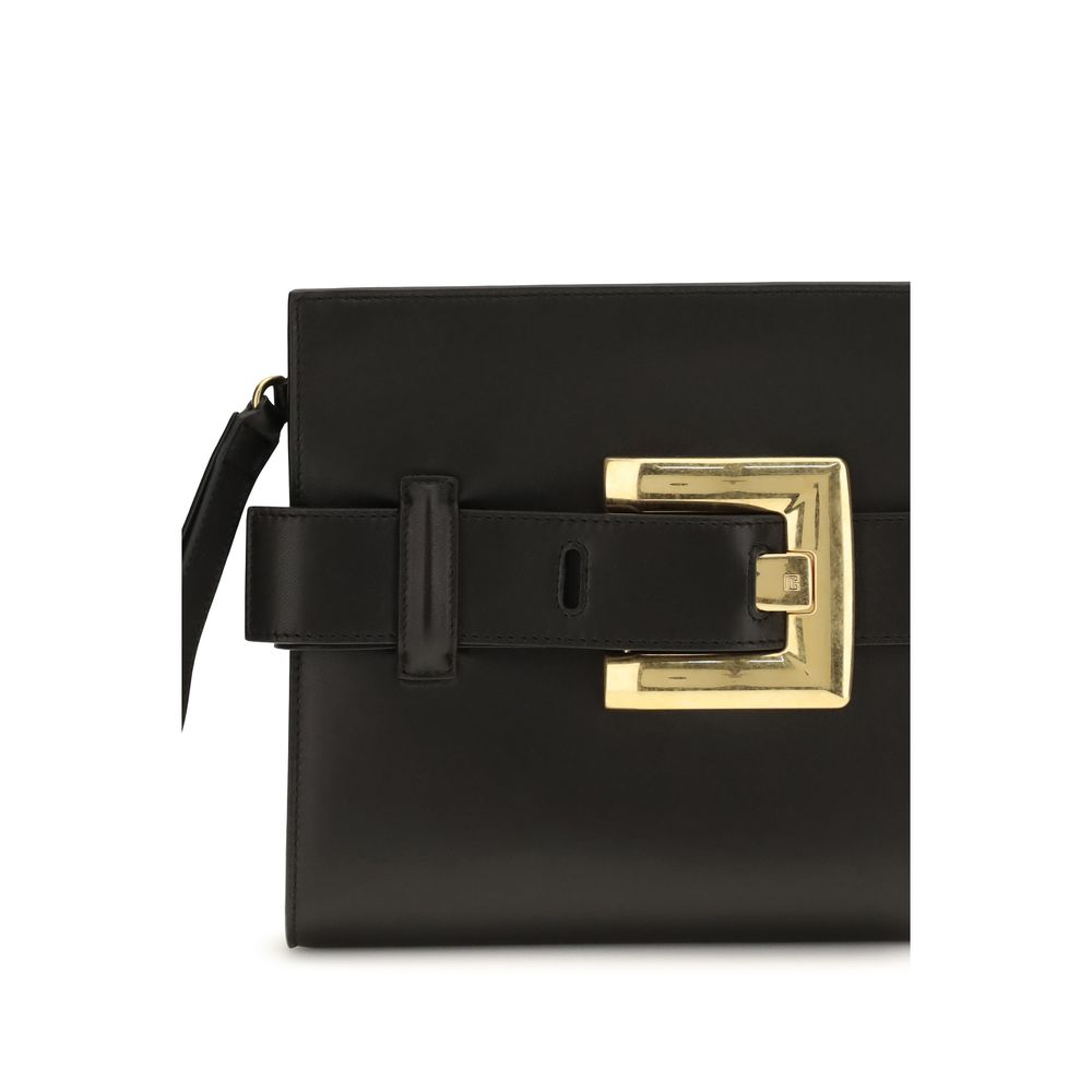 Balmain Schwarze Lammleder Schultertasche Ovis Aries Aries