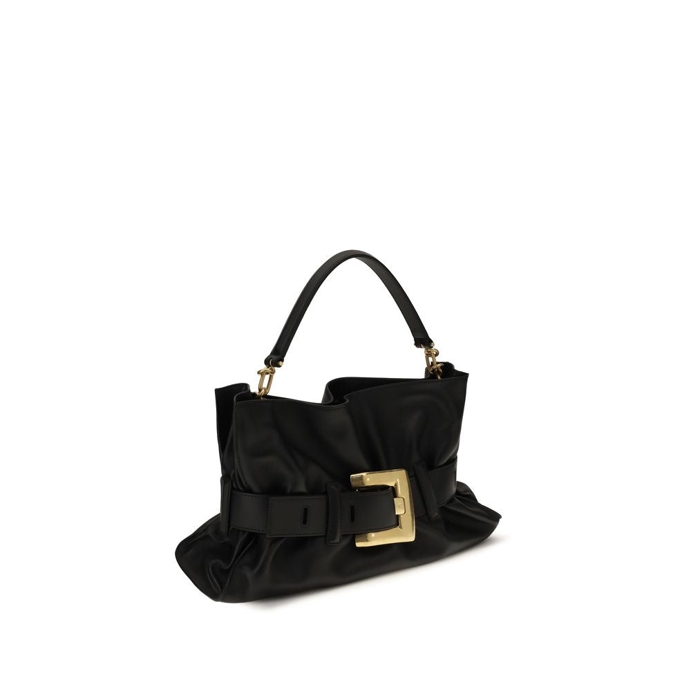 Balmain Schwarze Bos Taurus Kalbsleder Schultertasche