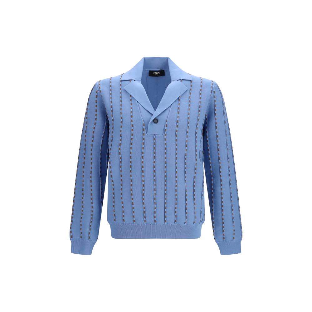 Fendi Blaues Baumwoll-Polohemd