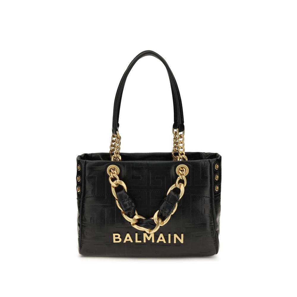 Balmain Schwarze Bos Taurus Kalbsleder Schultertasche
