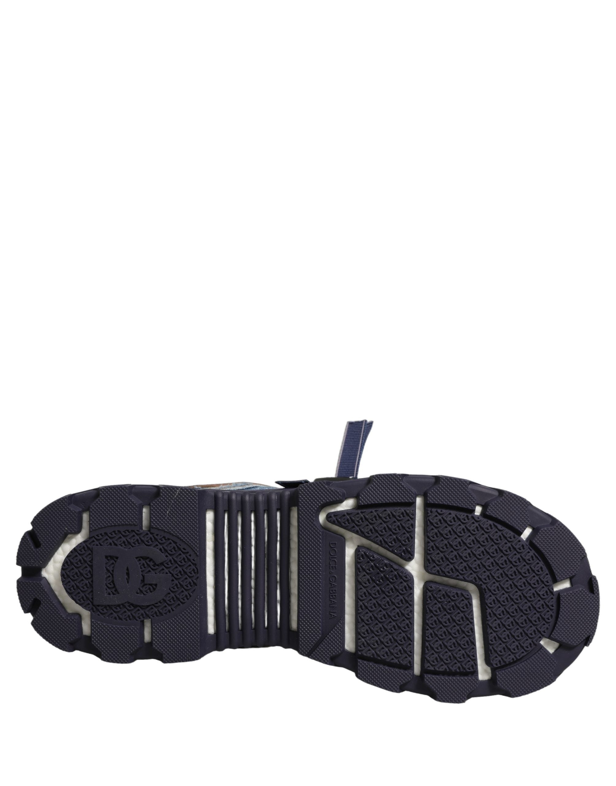 Dolce & Gabbana Blaue Airmaster Low-Top-Sneaker aus Denim mit Einsätzen