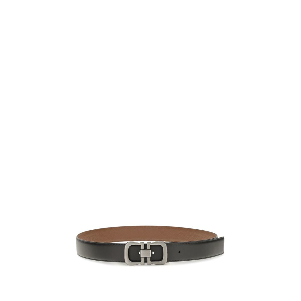 Ferragamo Schwarzer Kalbsleder Bos Taurus Regular Gürtel