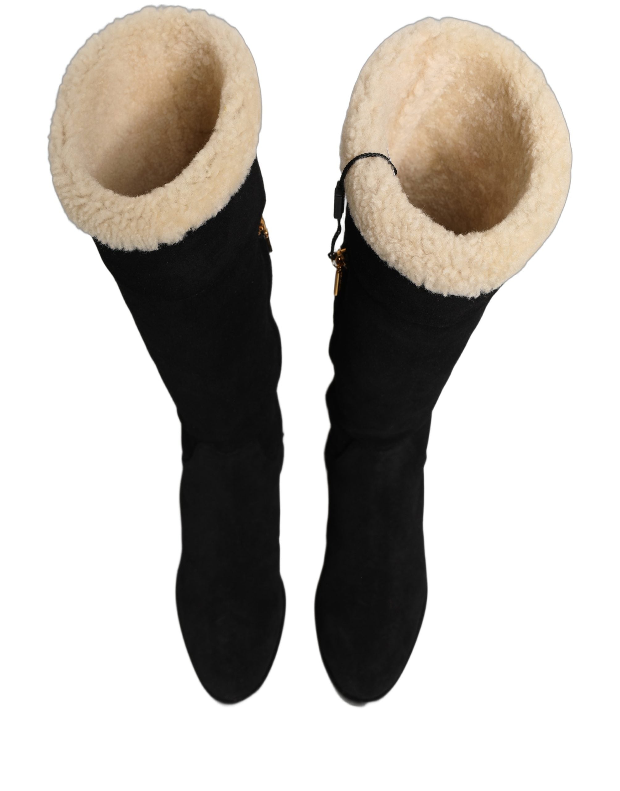 Dolce & Gabbana Schwarze kniehohe Stiefel aus Wildleder Schuhe