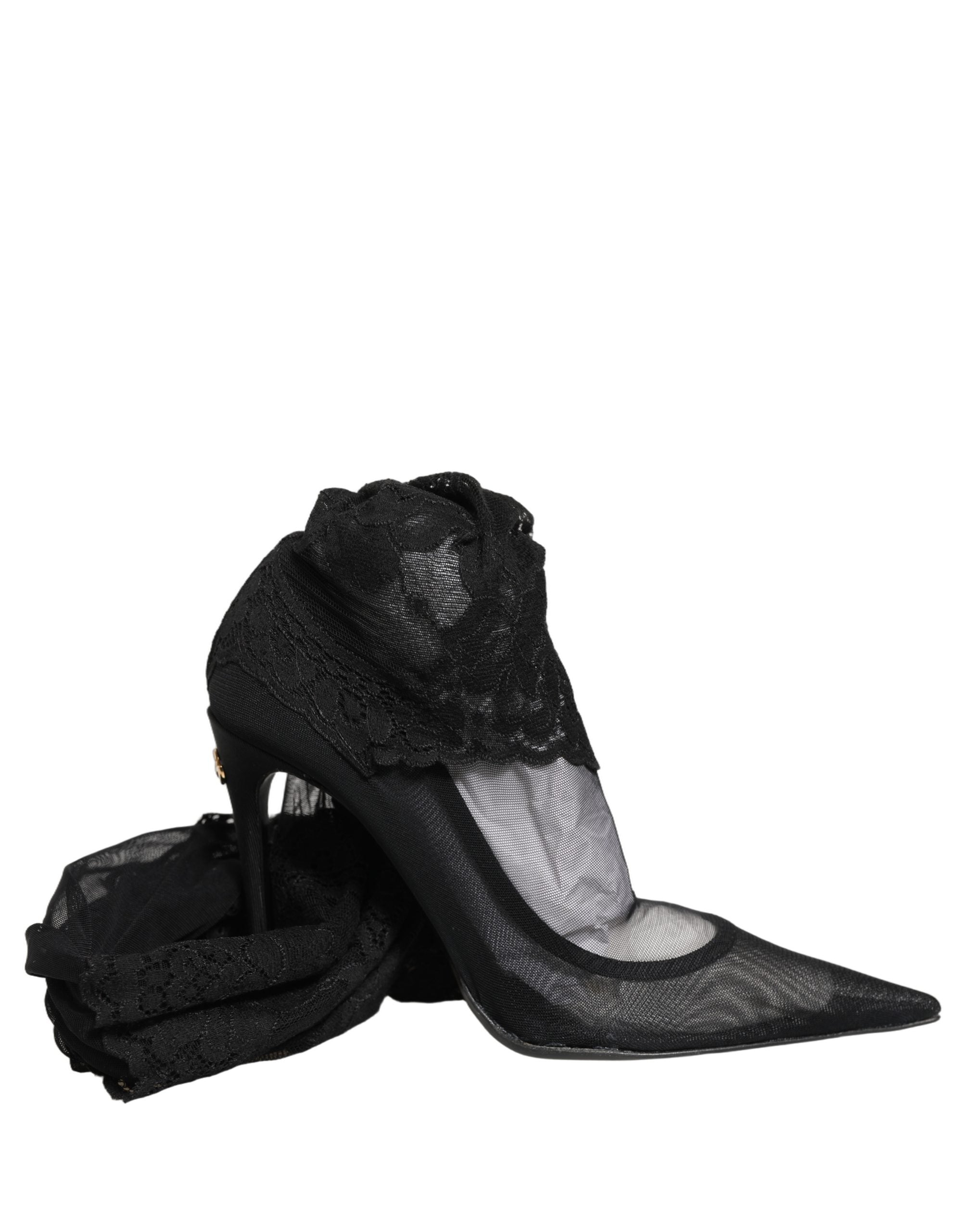 Dolce & Gabbana Schwarze Overknee-Socken-Pumps-Stiefel