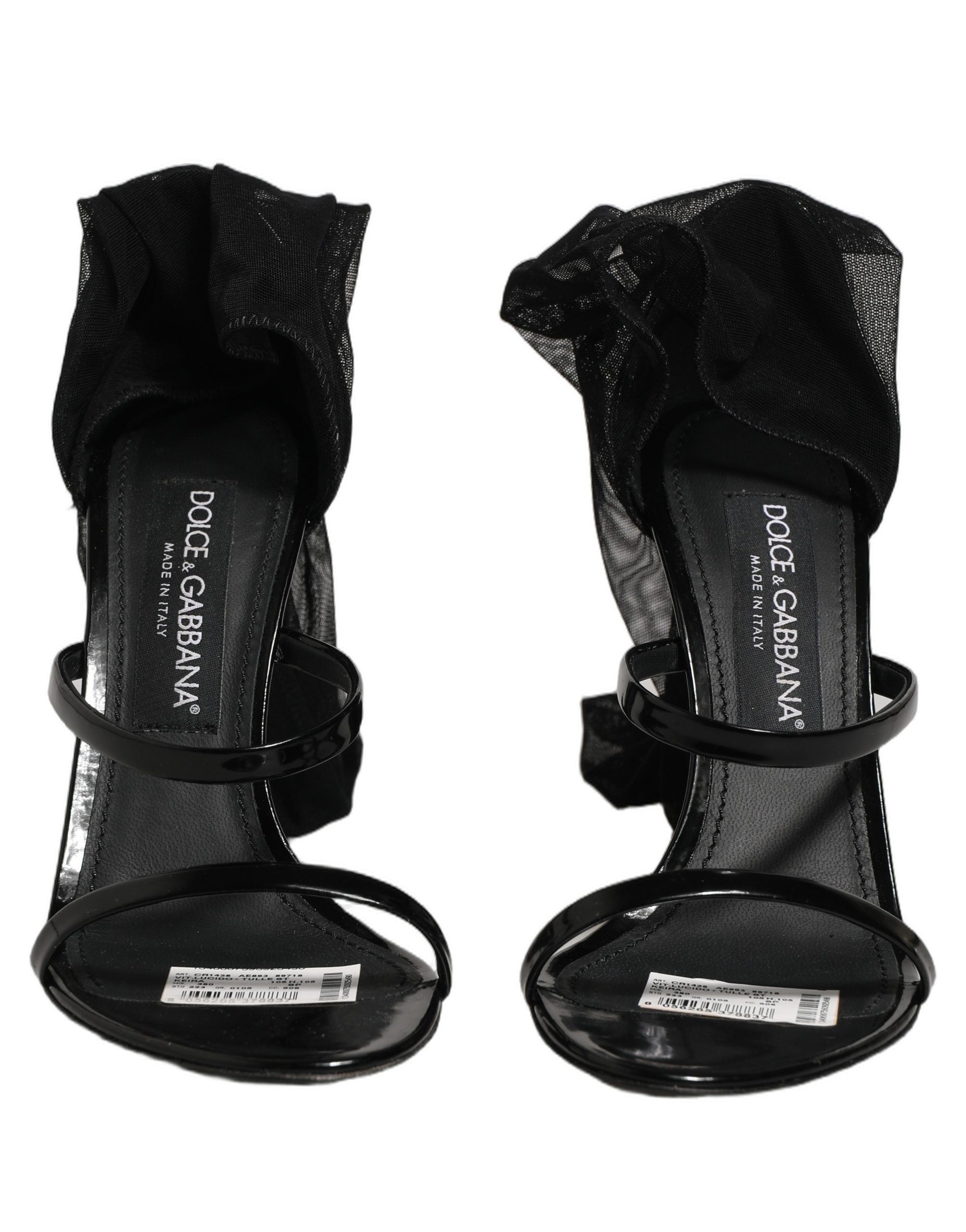 Dolce & Gabbana Stiletto-Sandalen-Socken-Kniehohe-Stiefel-Schwarz