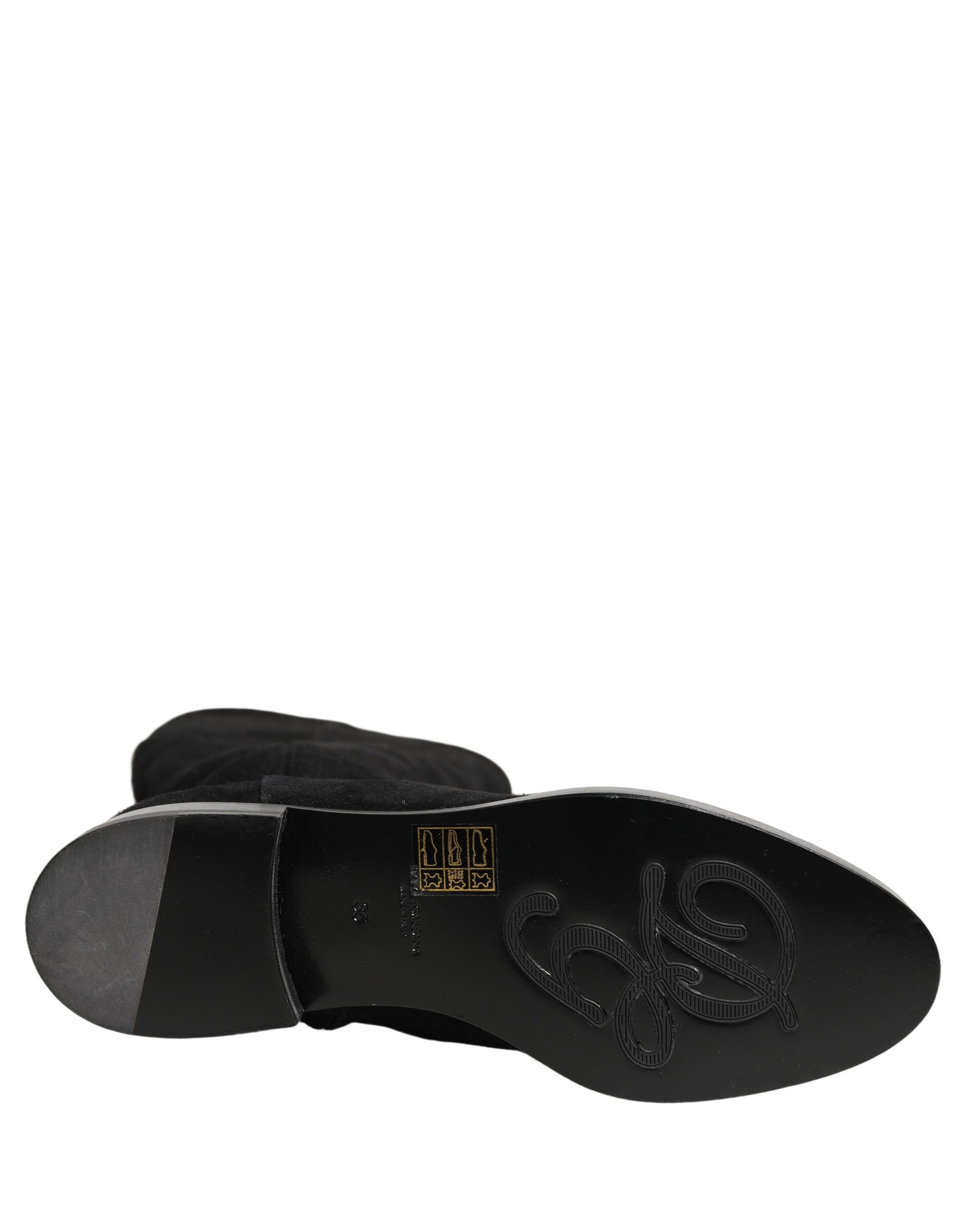 Dolce & Gabbana Kniehohe Stiefel aus Wildleder Schwarz