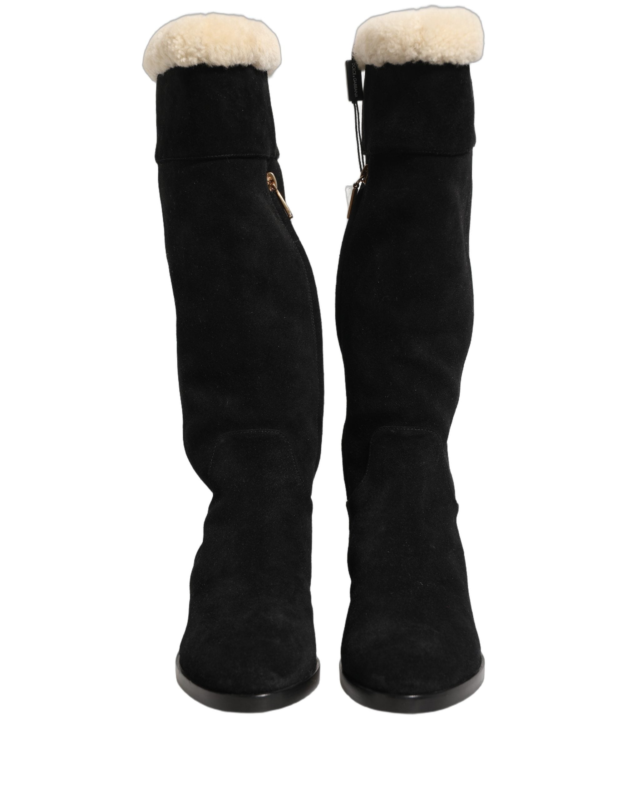 Dolce & Gabbana Kniehohe Stiefel aus Wildleder Schwarz