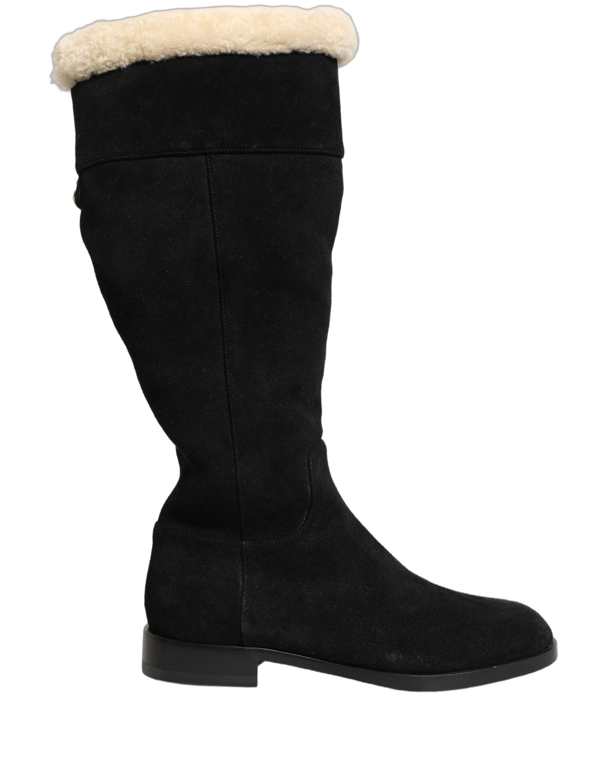 Dolce & Gabbana Kniehohe Stiefel aus Wildleder Schwarz