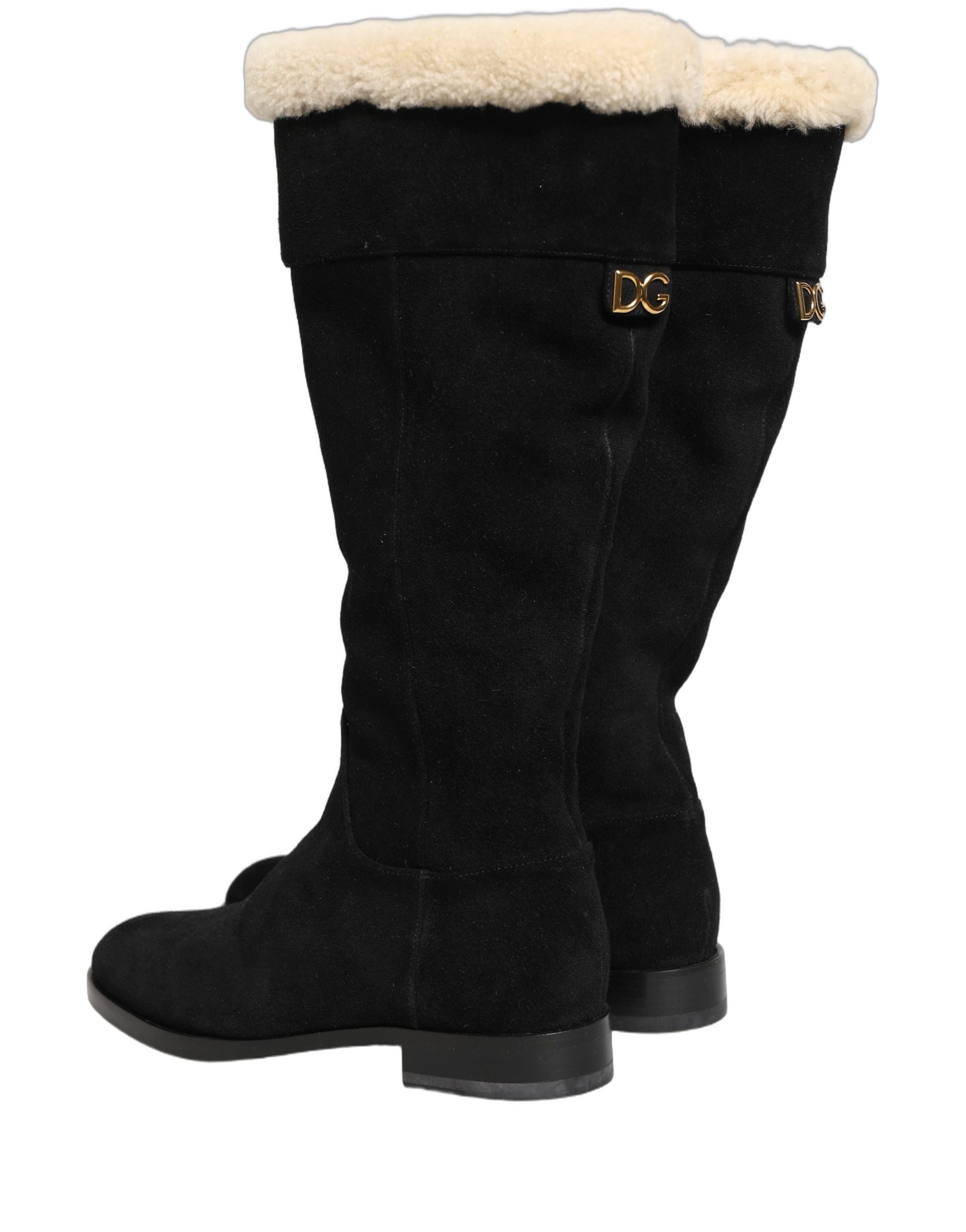 Dolce & Gabbana Kniehohe Stiefel aus Wildleder Schwarz