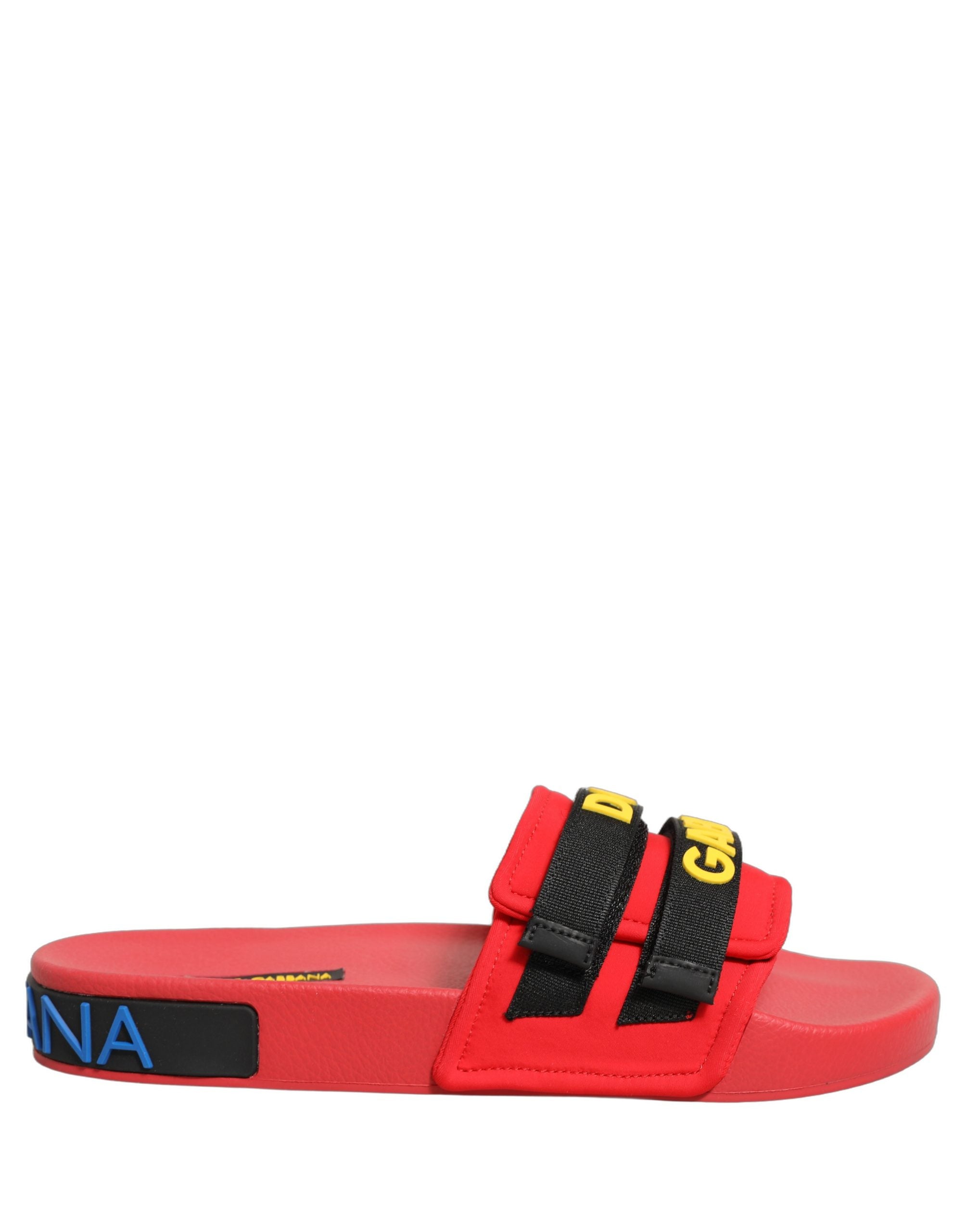 Dolce & Gabbana Rote Neopren-Slipper für Strand und Freizeit