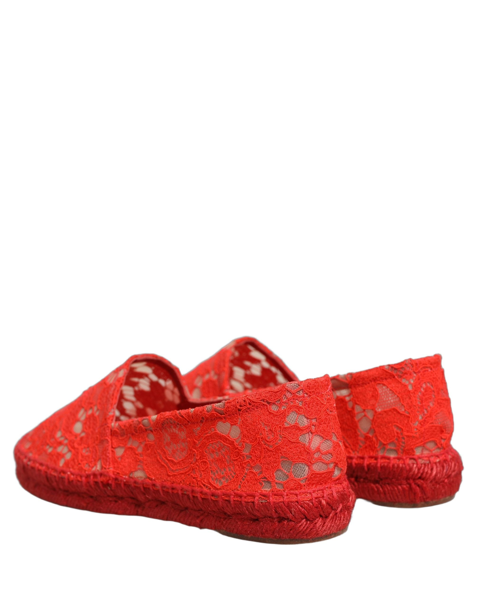 Dolce & Gabbana Rote Taormina Espadrille-Ballerinas aus Spitze