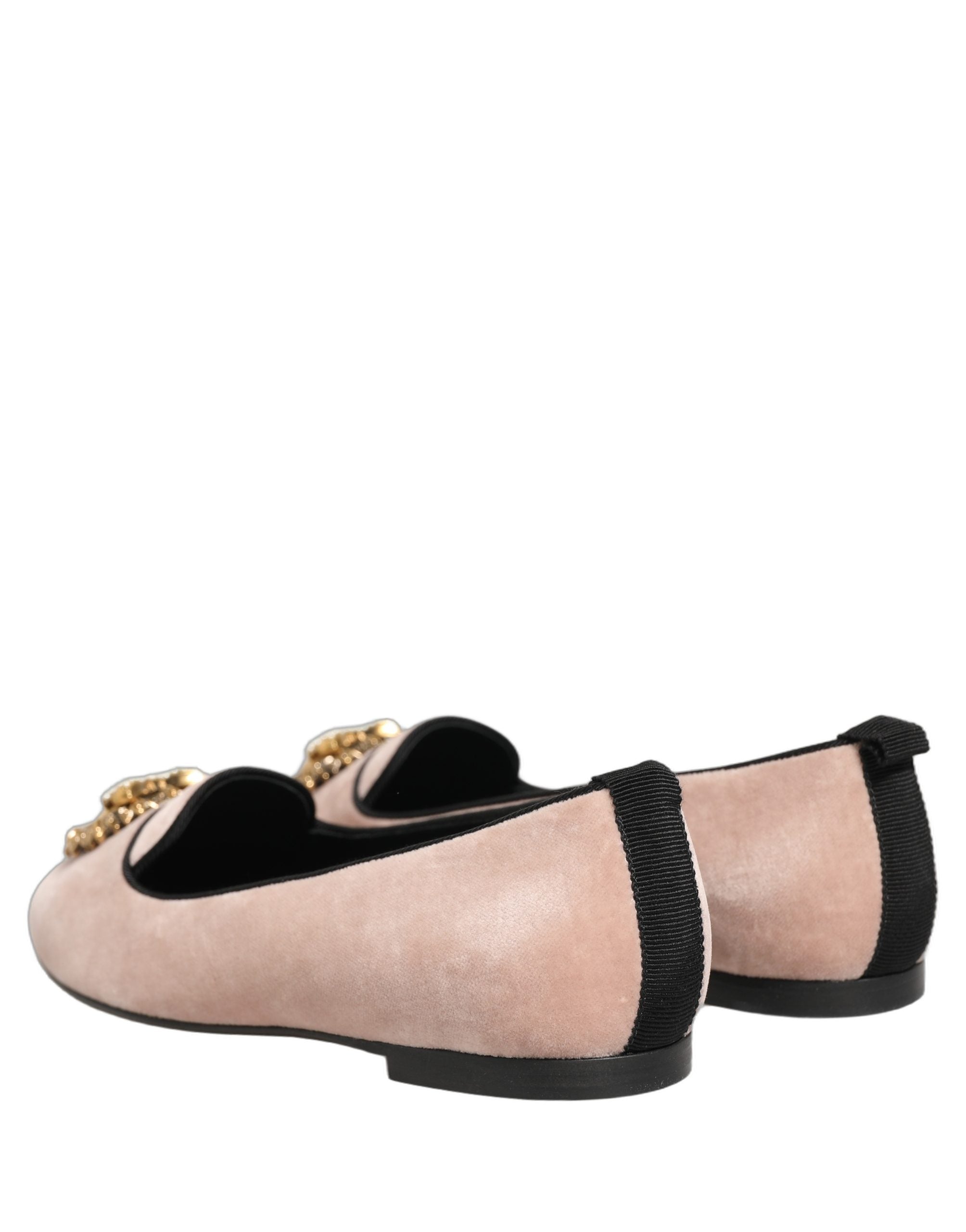 Dolce & Gabbana Pink Velvet Devotion Loafers Flats Shoes
