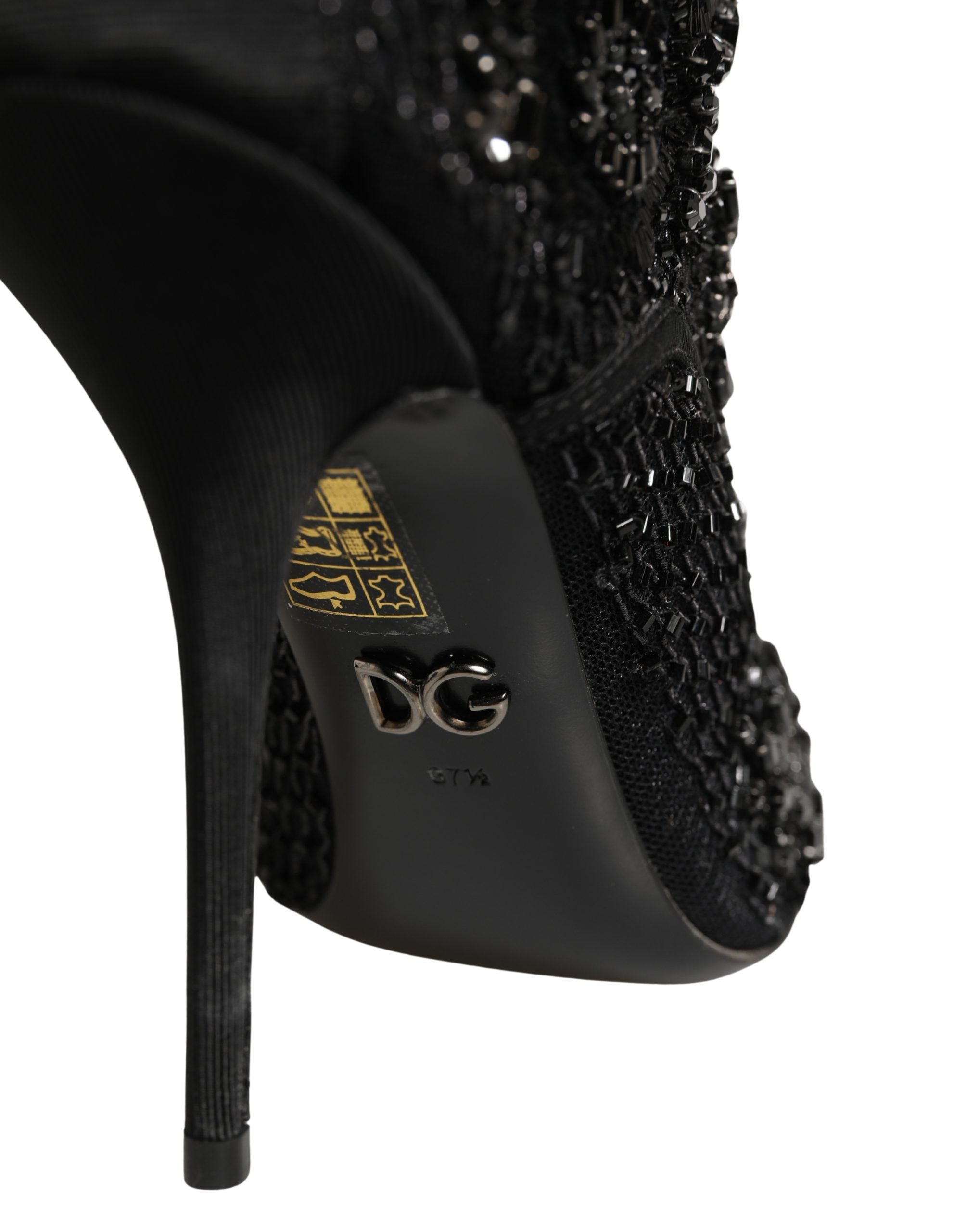 Dolce & Gabbana Schwarze Ankle Boots aus Mesh mit Verzierungen