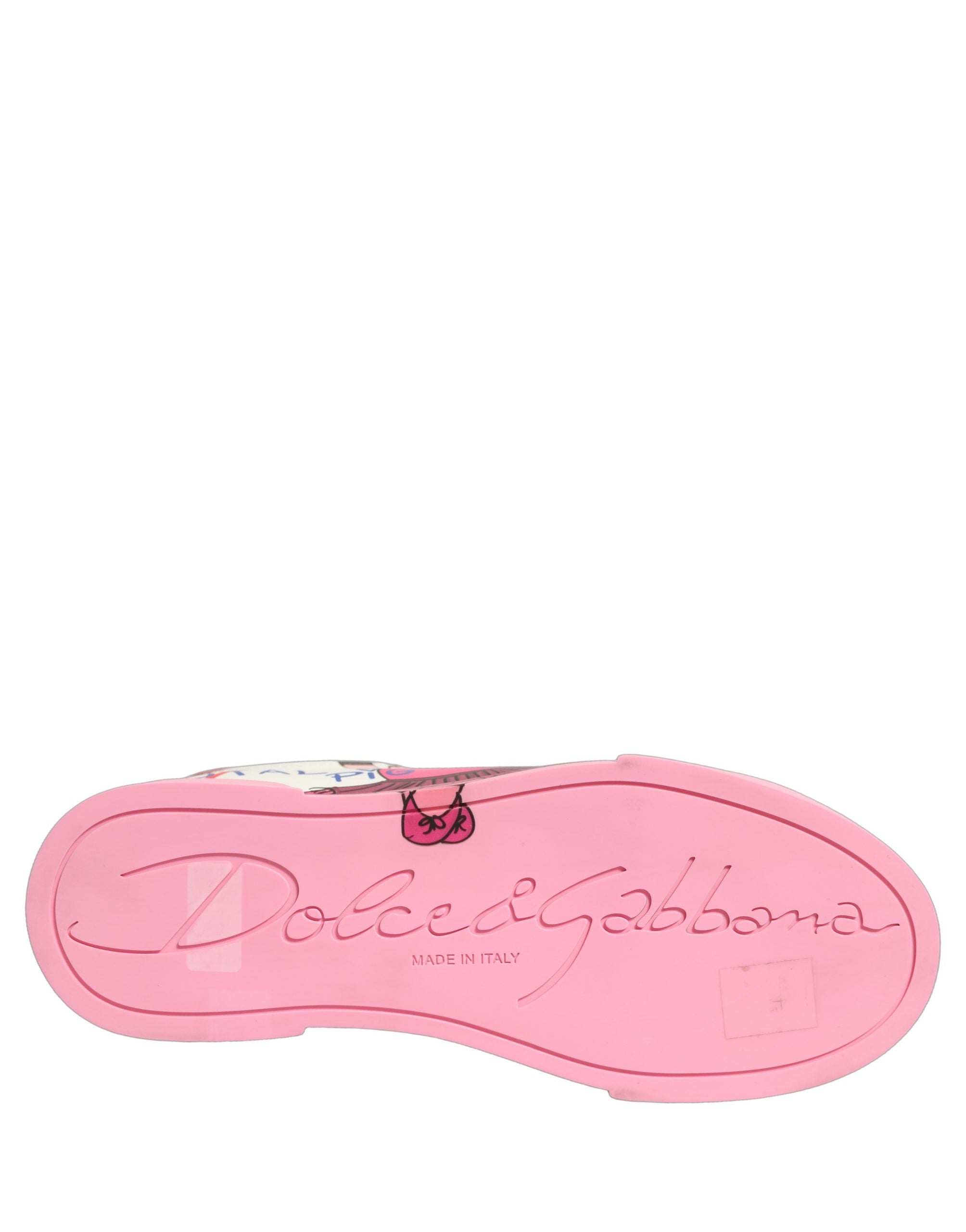 Dolce & Gabbana Weiße Pink Portofino Royal Pig Sneaker Schuhe