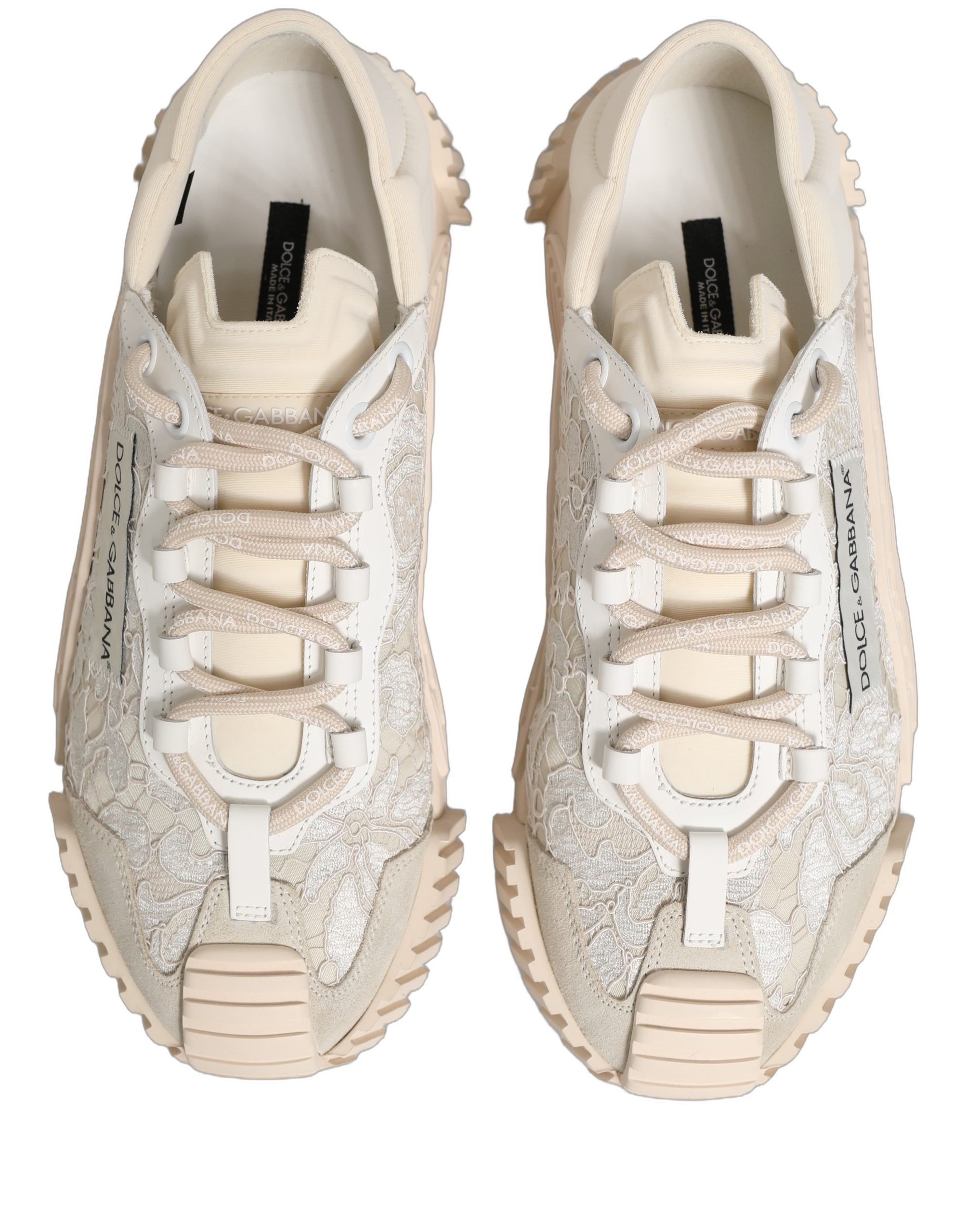 Dolce & Gabbana Weiß Spitze NS1 Low Top Sneaker Sportschuhe