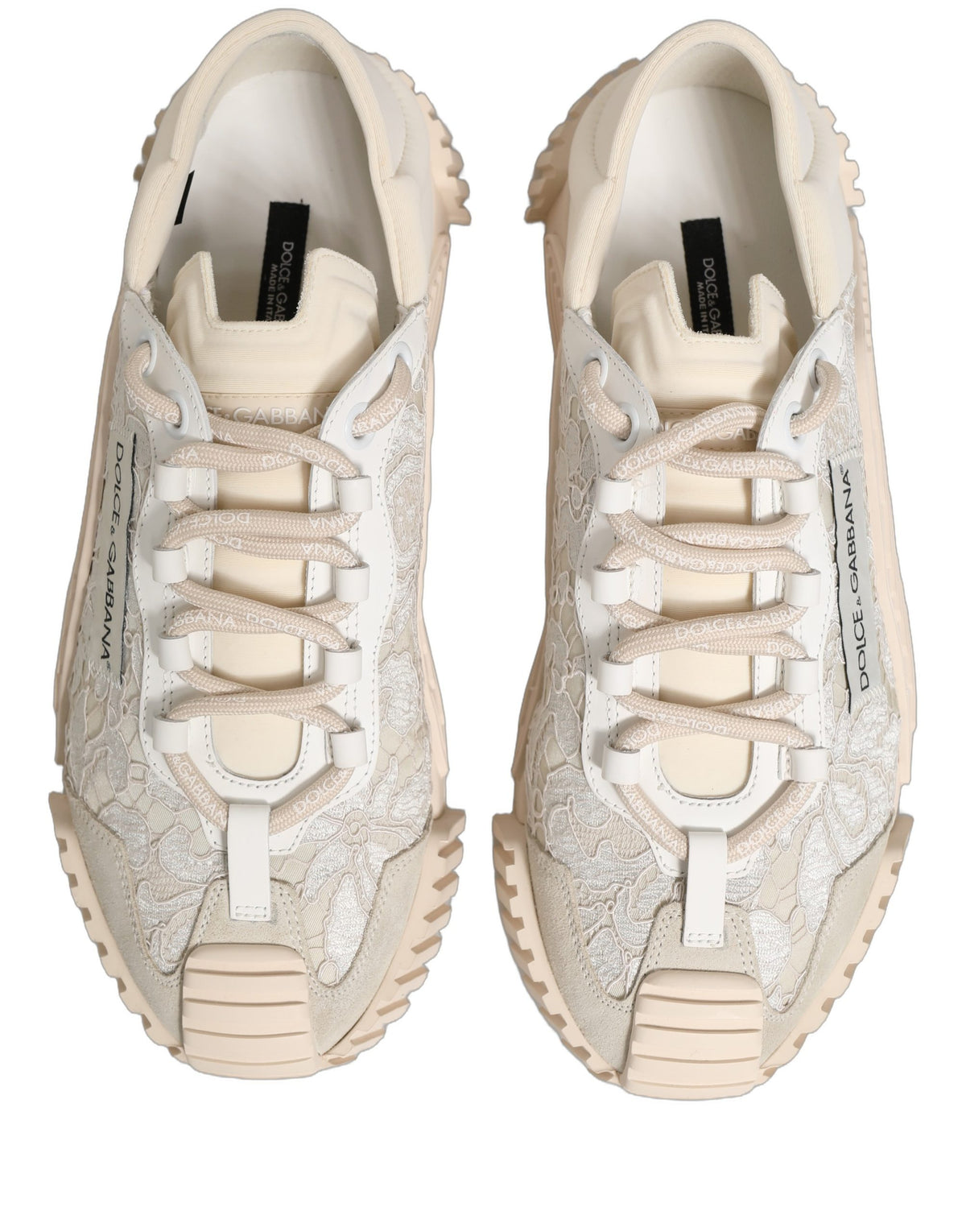 Dolce & Gabbana Weiß Spitze NS1 Low Top Sneaker Sportschuhe