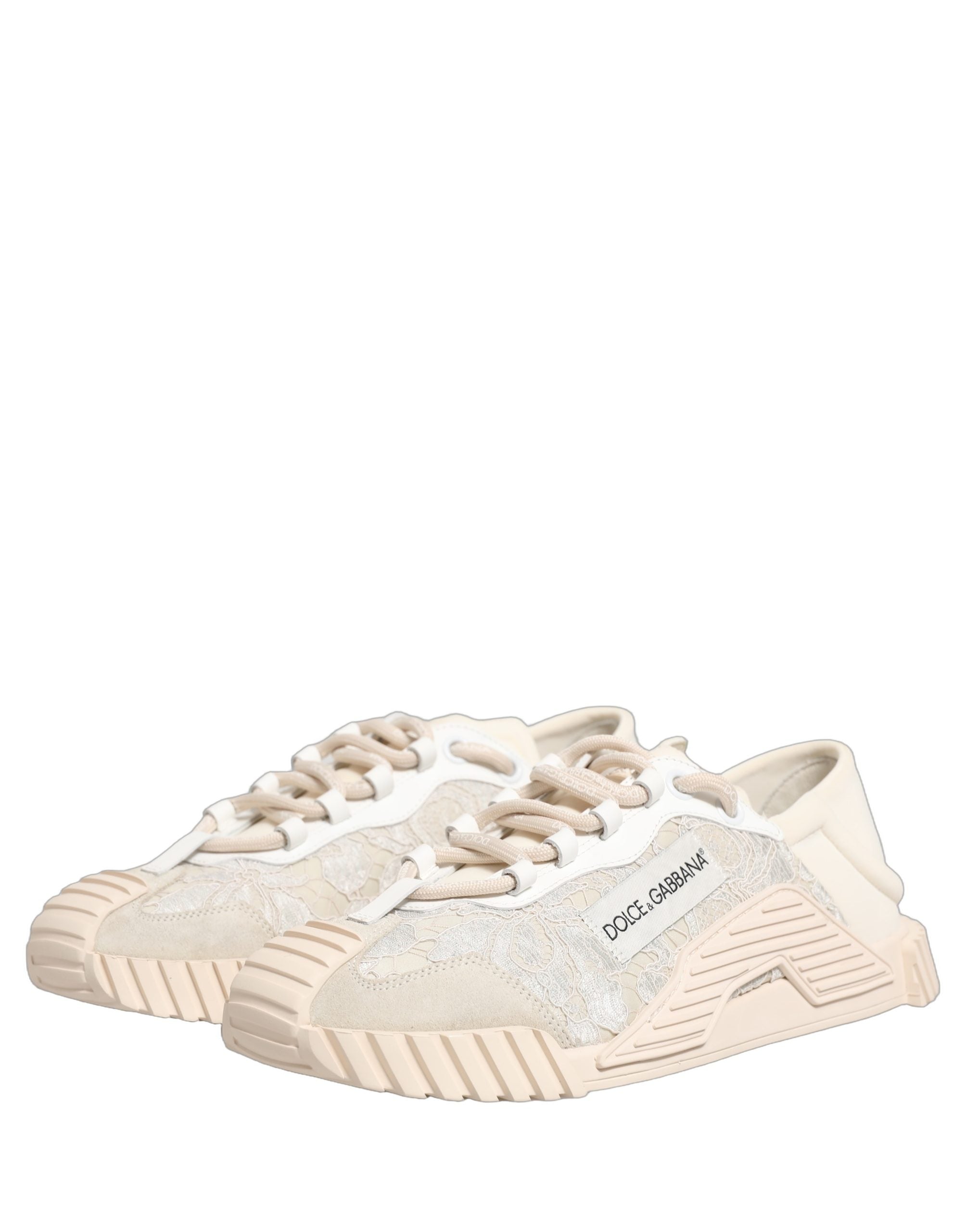 Dolce & Gabbana Weiß Spitze NS1 Low Top Sneaker Sportschuhe