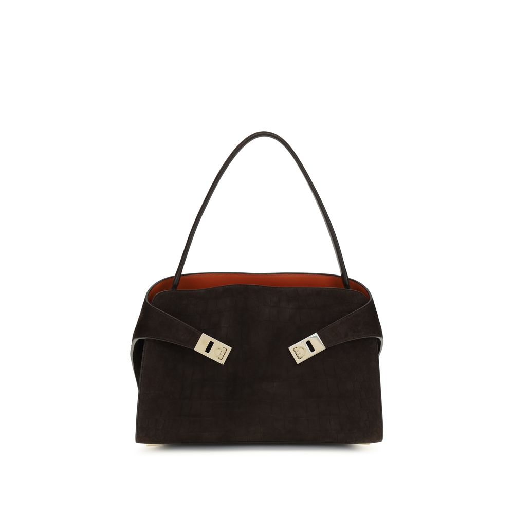 Ferragamo Braune Kalbsleder Bos Taurus Schultertasche