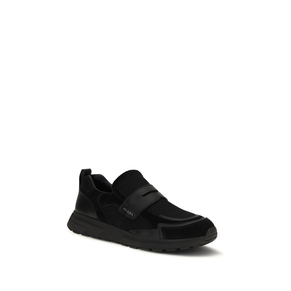 Prada Schwarze Bos Taurus Kalbsleder Sneaker