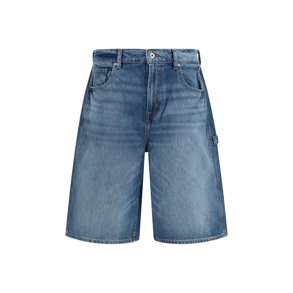 7FOR Blaue Baumwoll-Bermudashorts