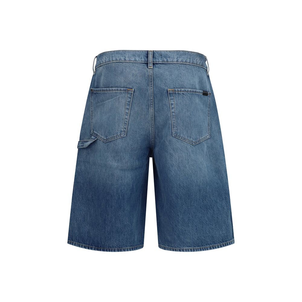 7FOR Blaue Baumwoll-Bermudashorts