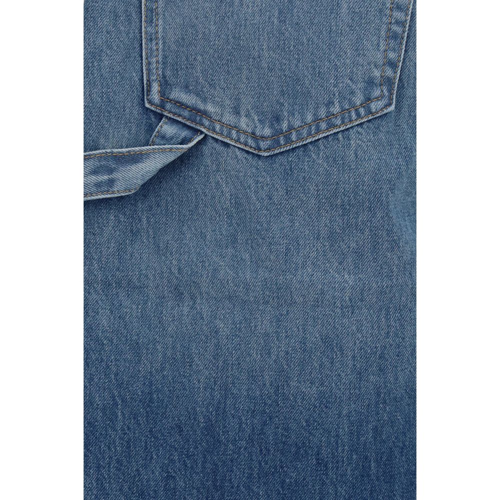 7FOR Blaue Baumwoll-Bermudashorts