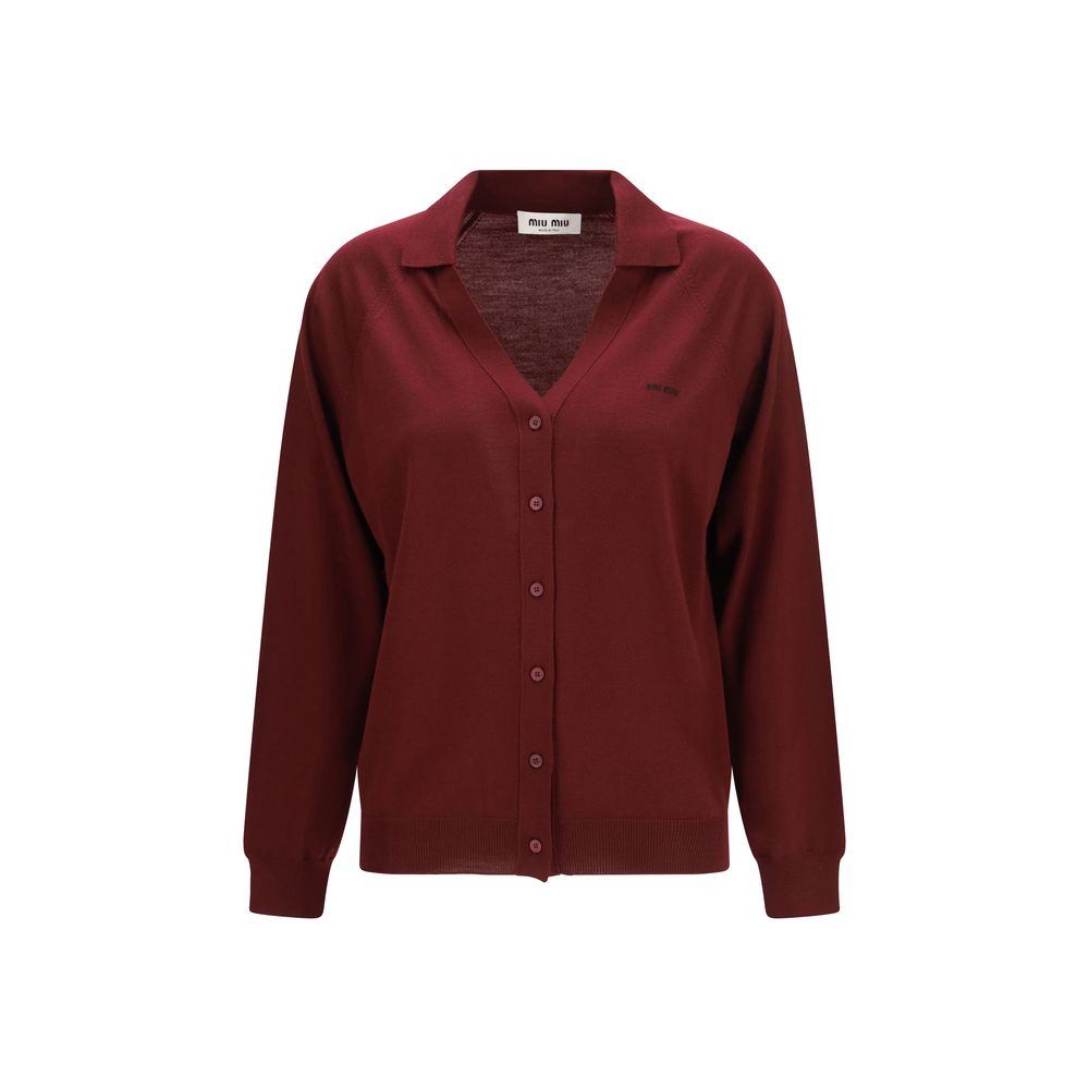 Miu Miu Bordeaux Woll Cardigan Oves Aries