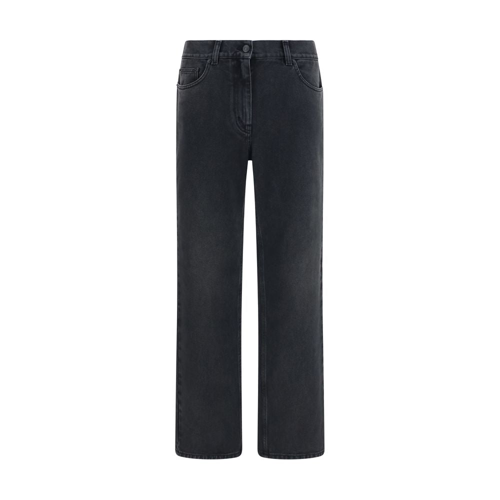 The Row Schwarze Baumwoll-Jeans mit geradem Bein