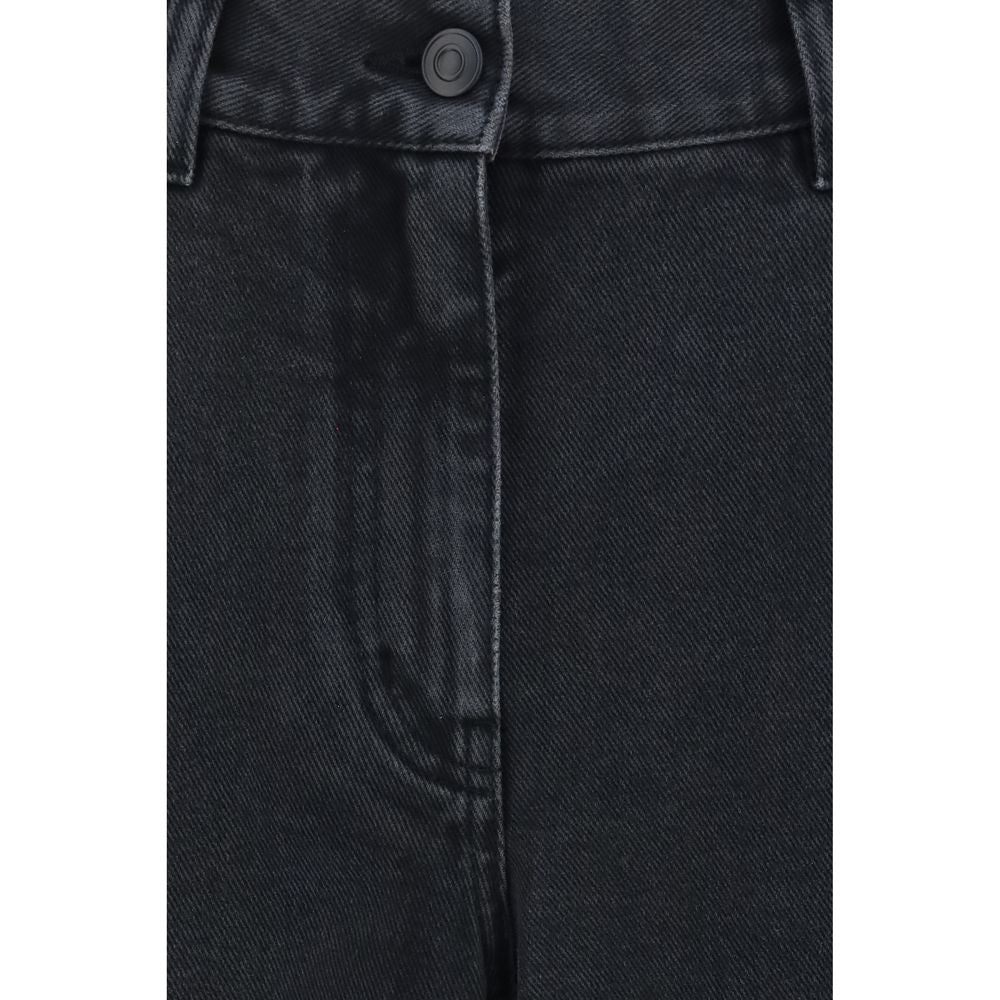 The Row Schwarze Baumwoll-Jeans mit geradem Bein