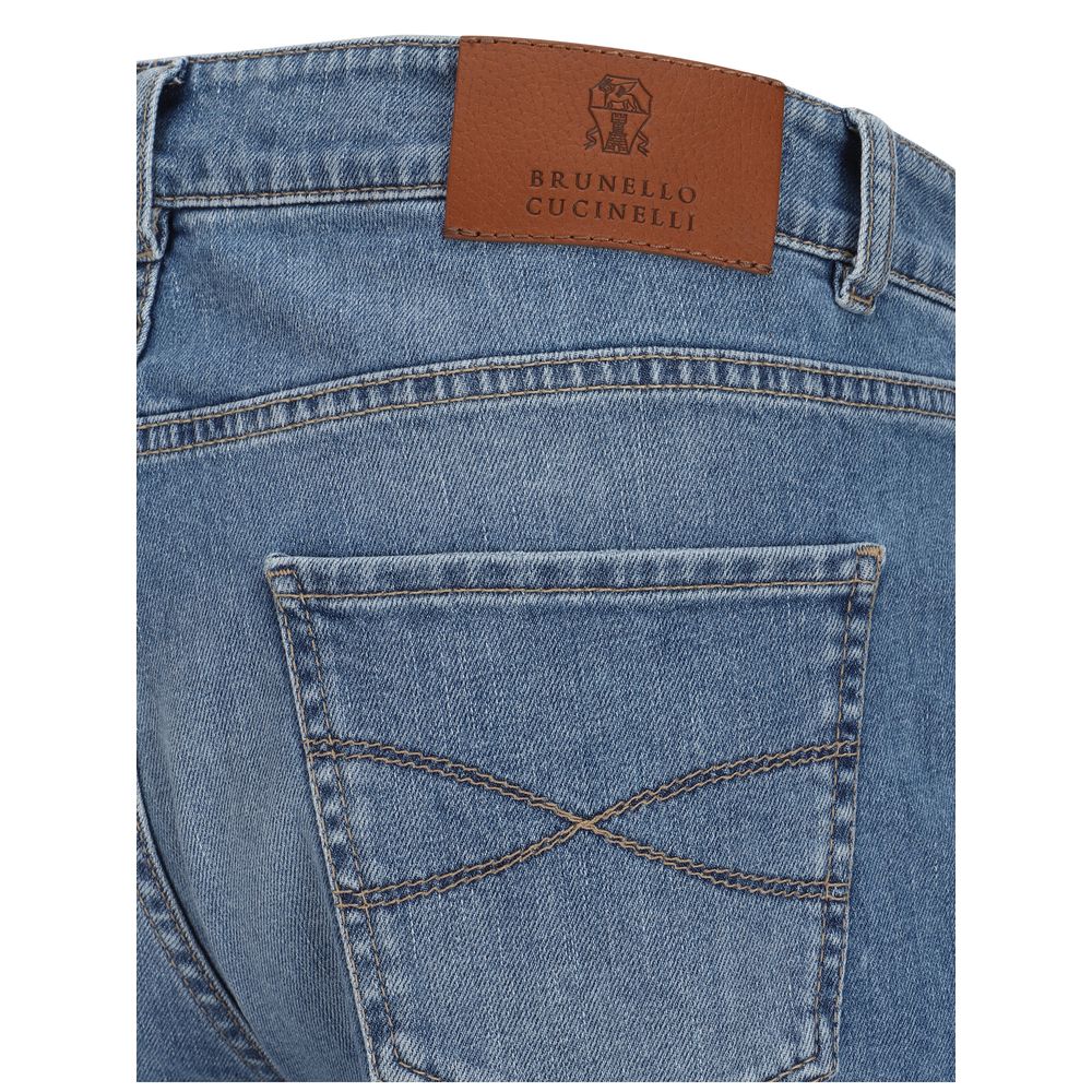 Brunello Cucinelli Blaue Jeans aus Baumwolle im geraden Schnitt