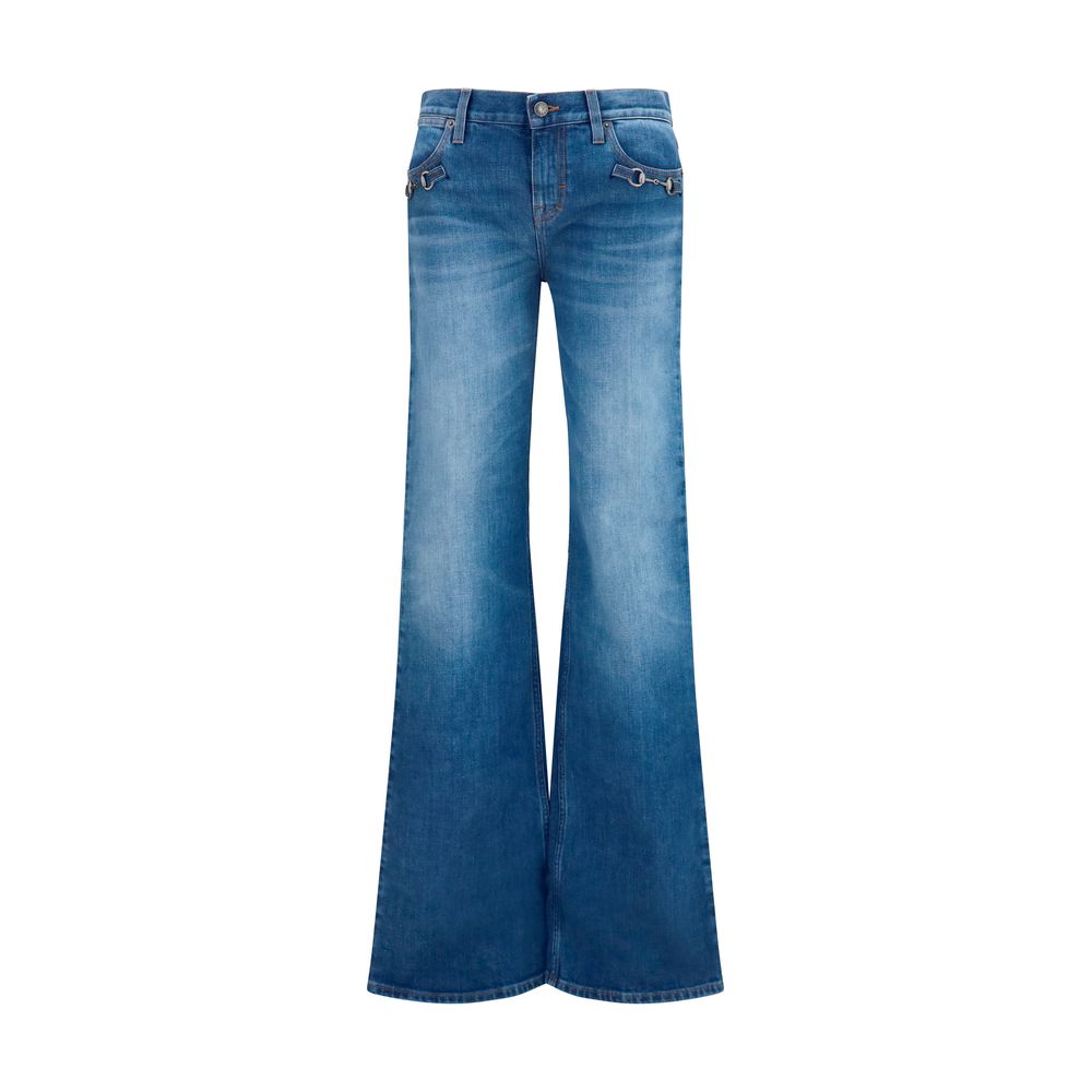 Gucci Blaue Baumwoll-Jeans mit ausgestelltem Bein
