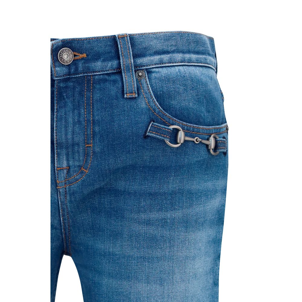 Gucci Blaue Baumwoll-Jeans mit ausgestelltem Bein