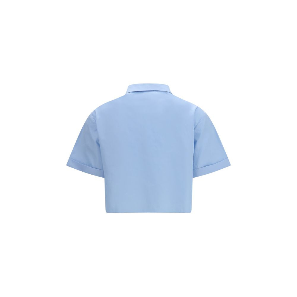 Miu Miu Blaues Baumwoll-Kurzarmhemd