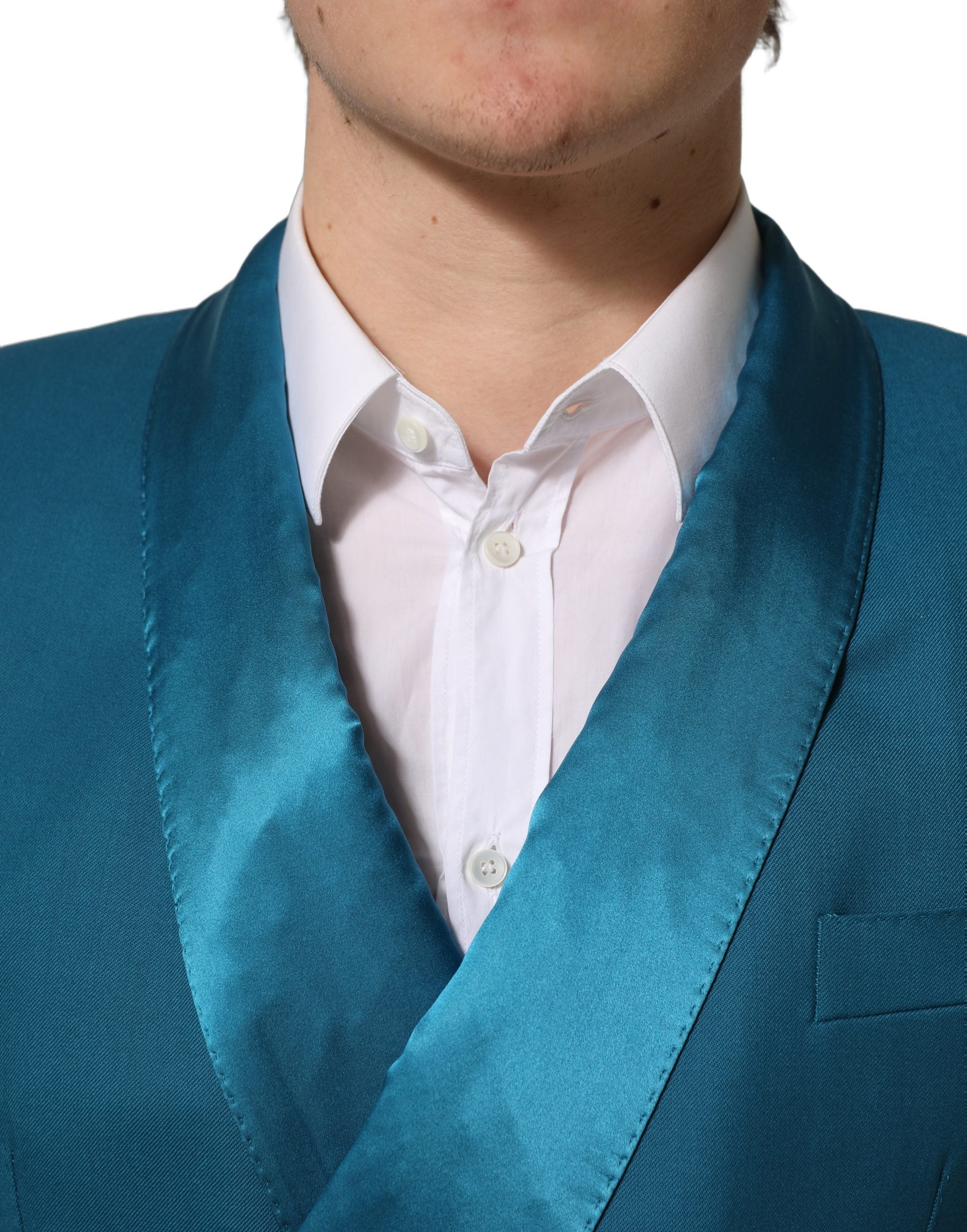 Dolce & Gabbana Dunkelblauer Woll-Blazer im Zweireiher-Schnitt