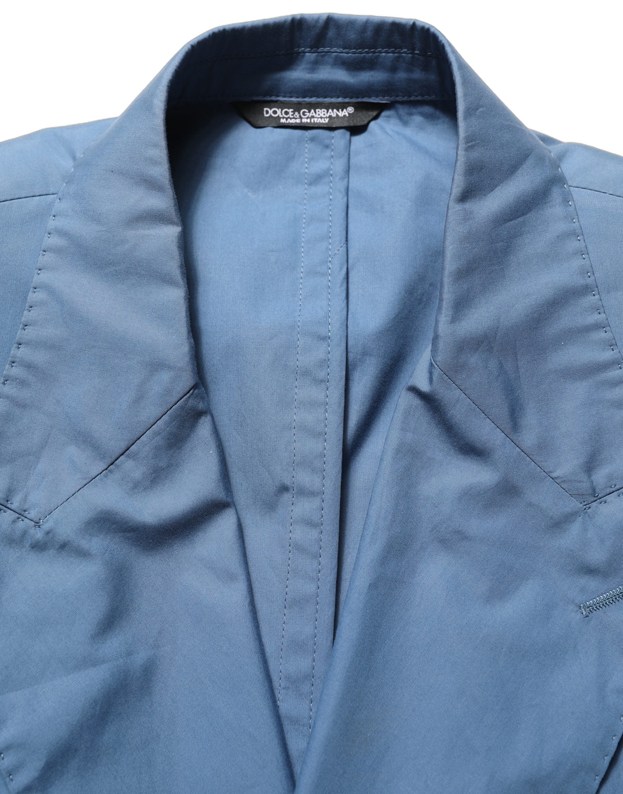 Dolce & Gabbana Blauer Baumwoll-Zweireiher Herrenmantel Blazer