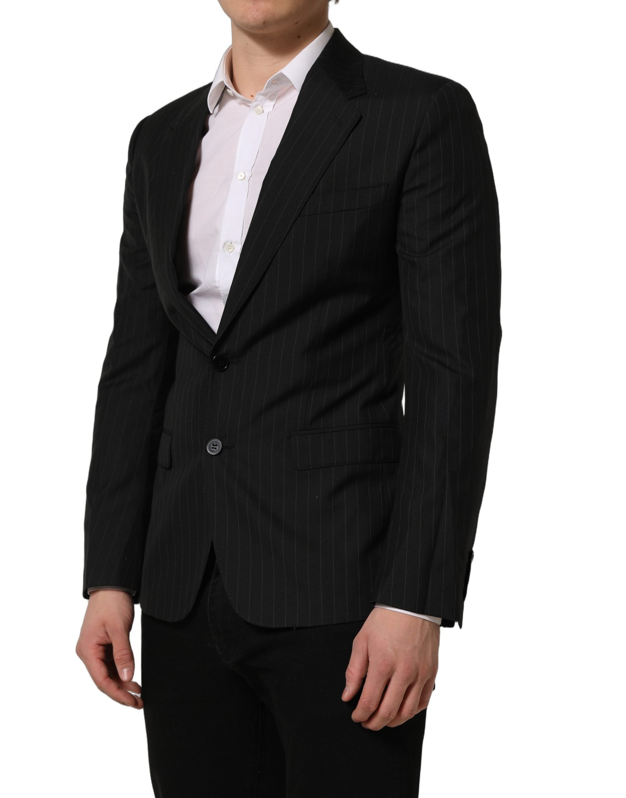 Dolce & Gabbana Sakko aus Wolle mit schwarzem Streifenmuster, einreihig