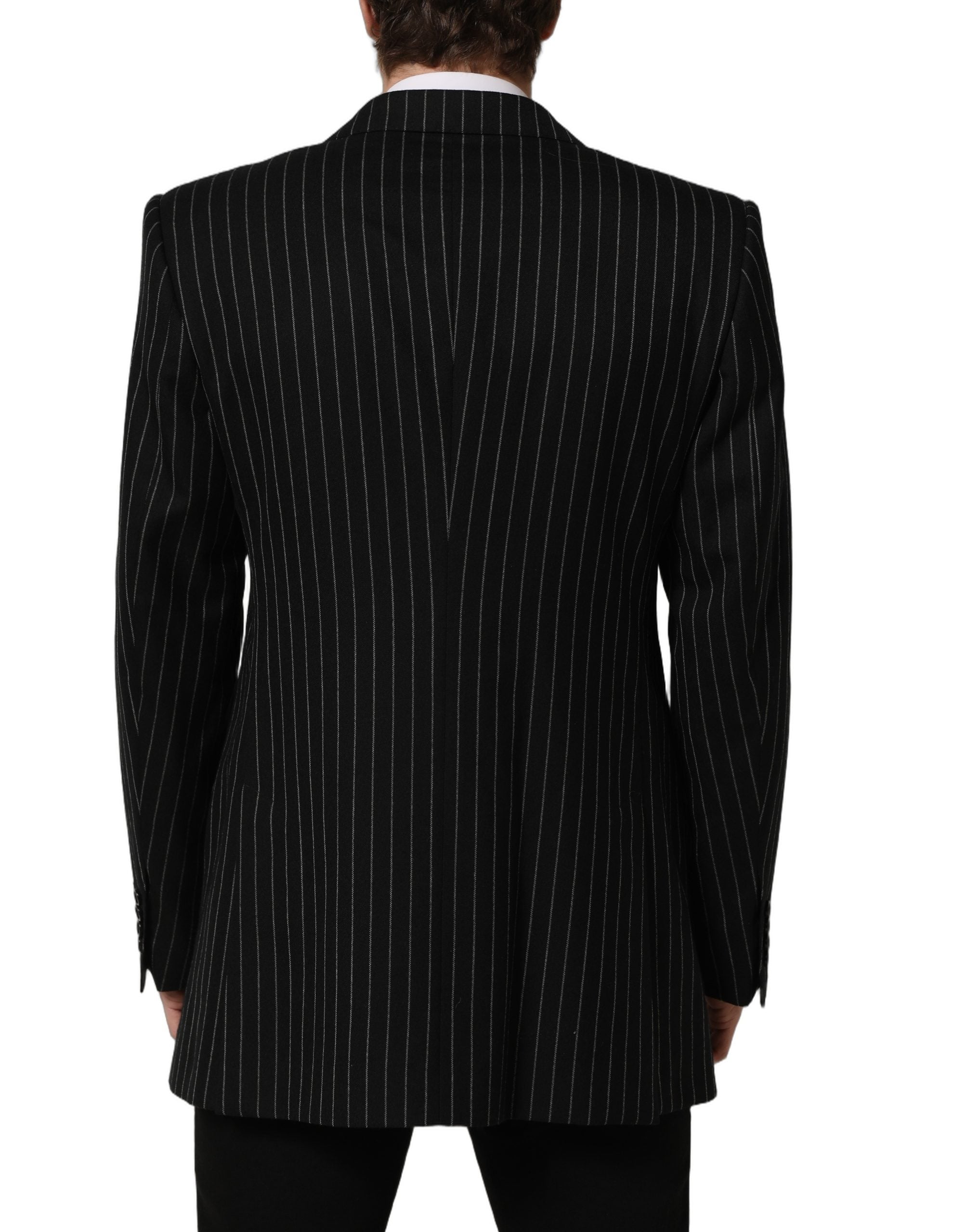 Dolce & Gabbana Schwarzer Woll-Sakko mit Nadelstreifen, Einreiher